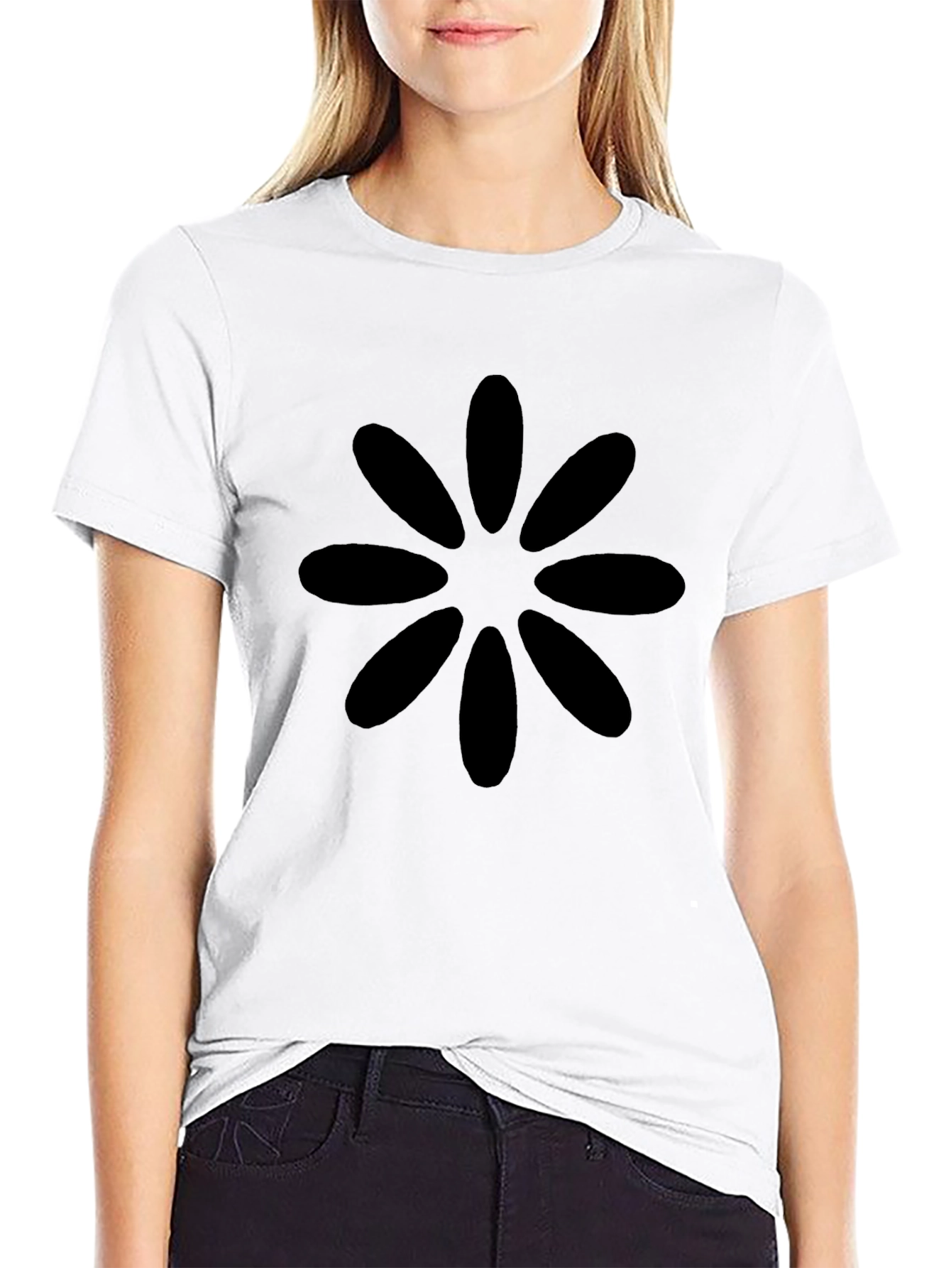 Black Flower Graphic Tee - Casual Cotton T-Shirt