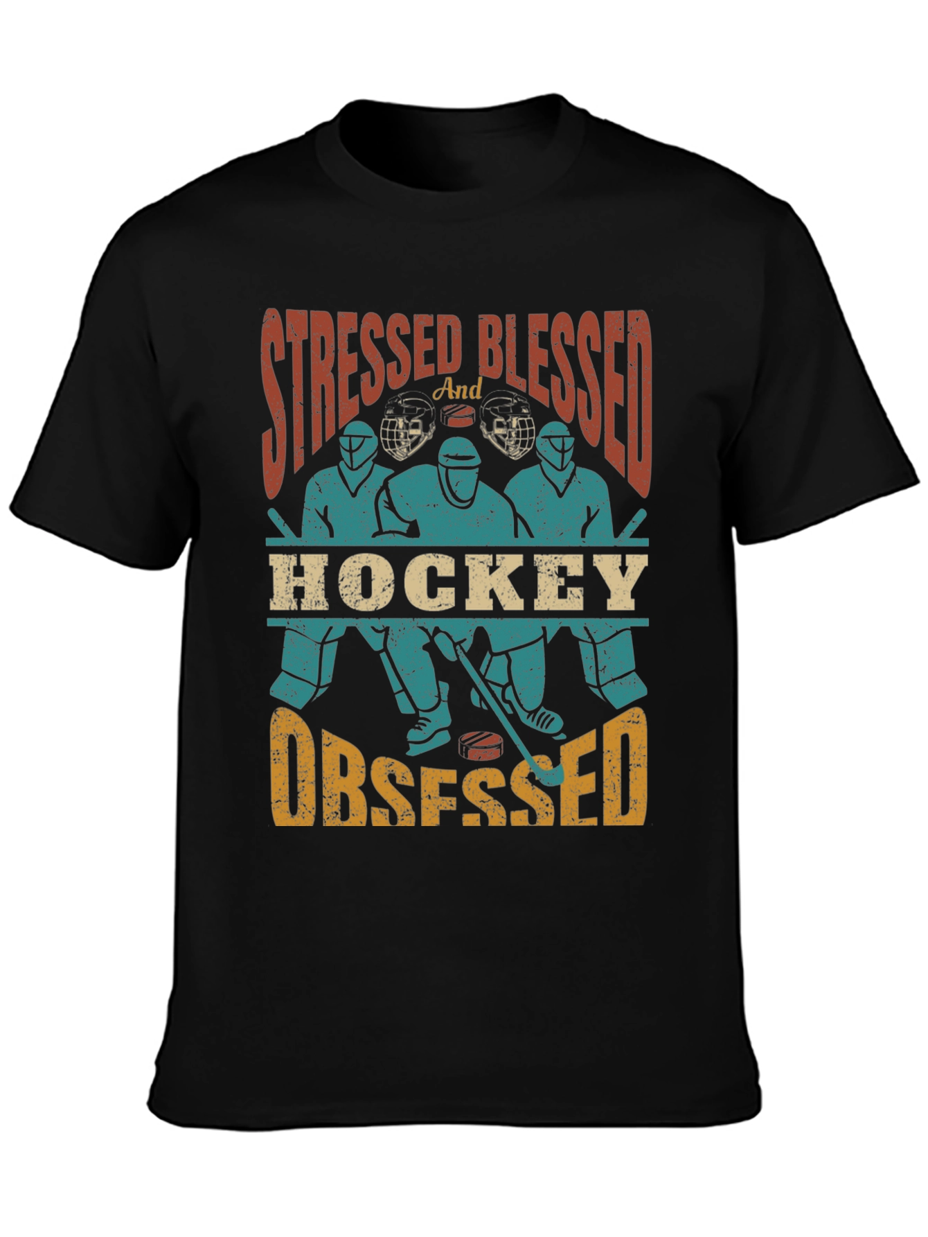 Stressed Blessed Hockey Obsessed T-Shirt