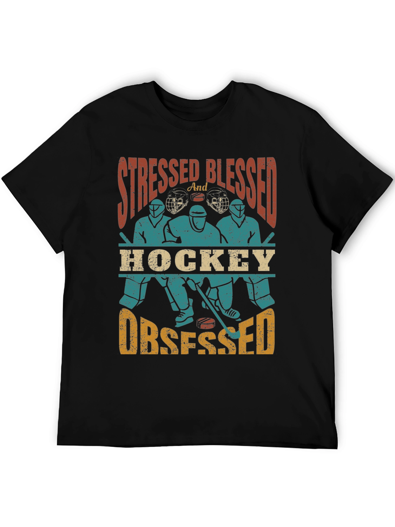 Stressed Blessed Hockey Obsessed T-Shirt