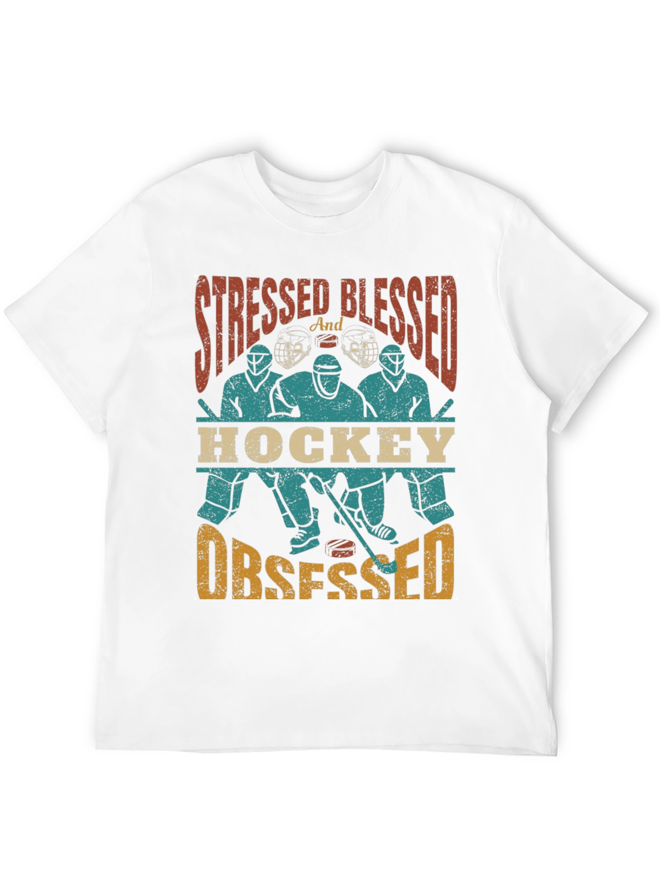 Stressed Blessed Hockey Obsessed T-Shirt