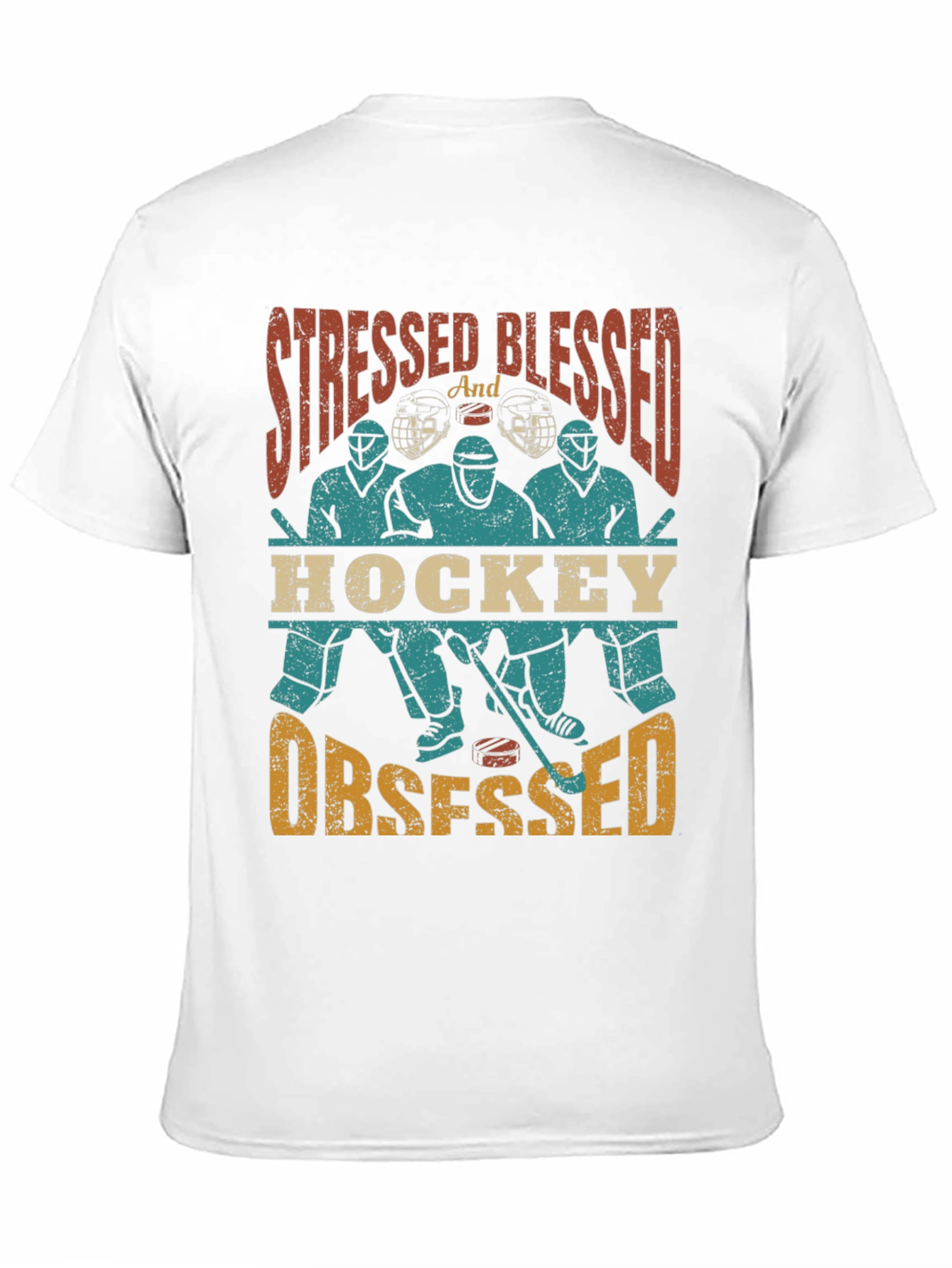 Stressed Blessed Hockey Obsessed T-Shirt