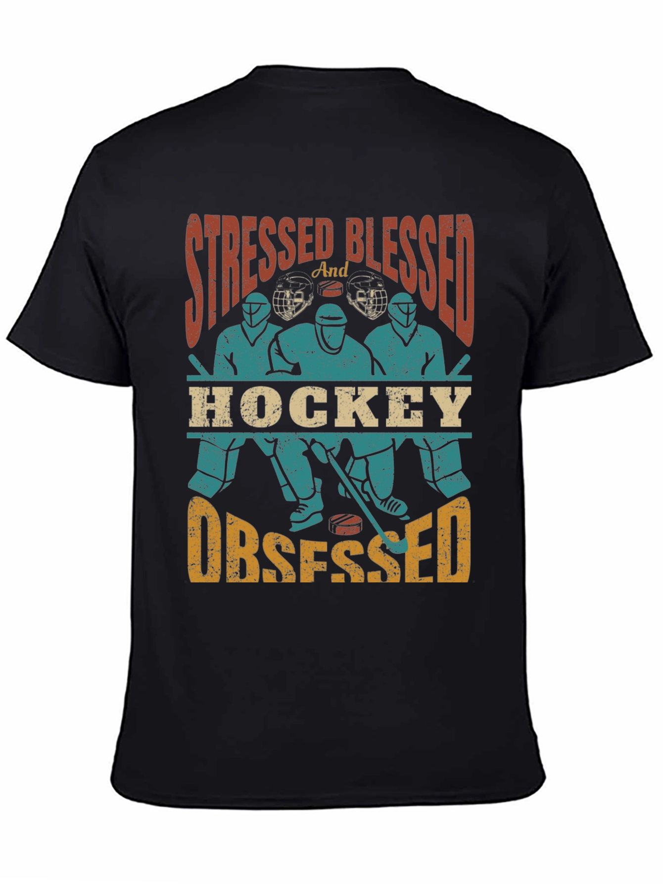Stressed Blessed Hockey Obsessed T-Shirt