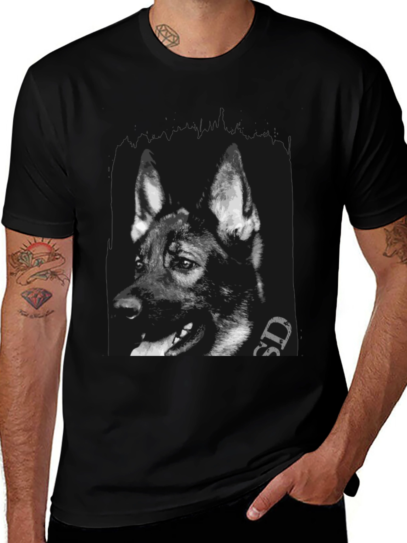 German Shepherd Dog Graphic Print T-Shirt