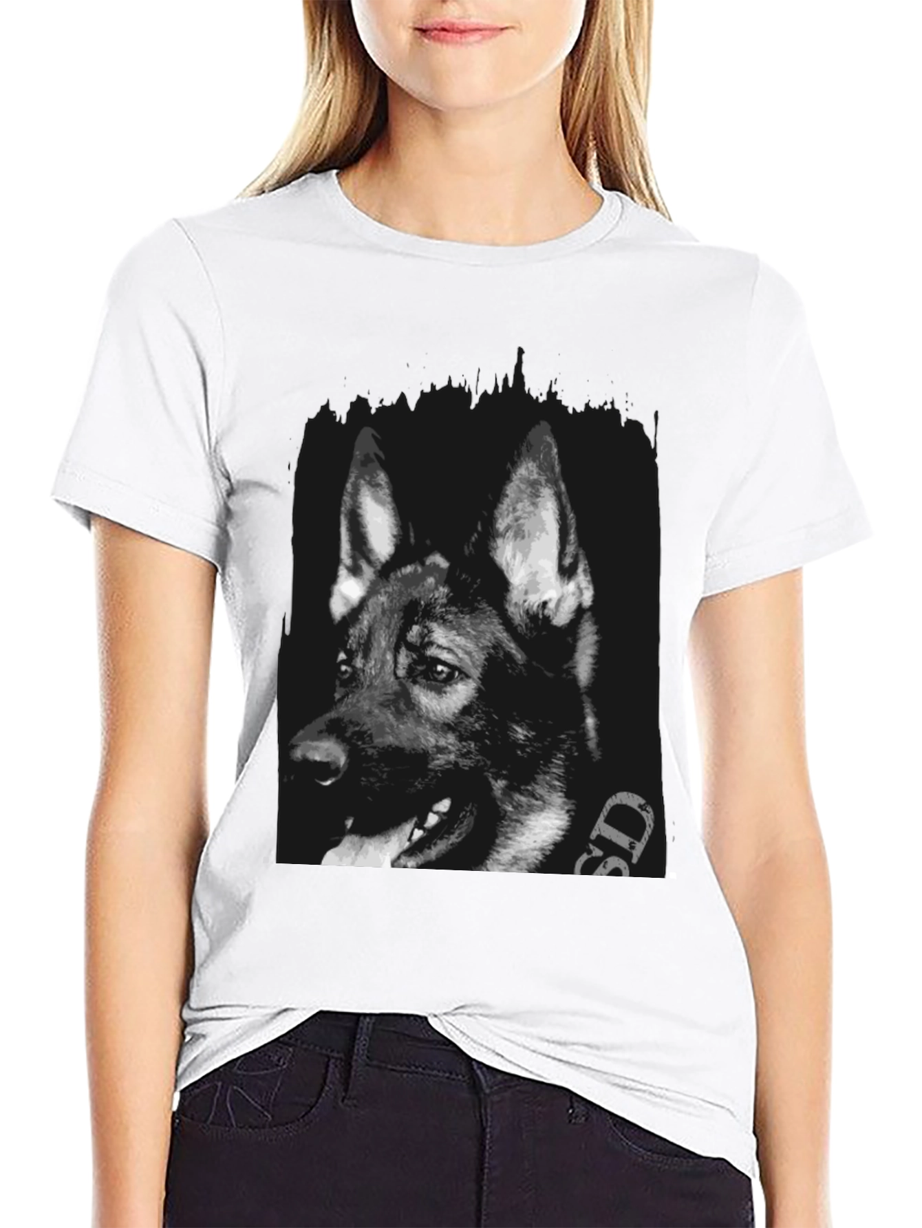 German Shepherd Dog Graphic Print T-Shirt