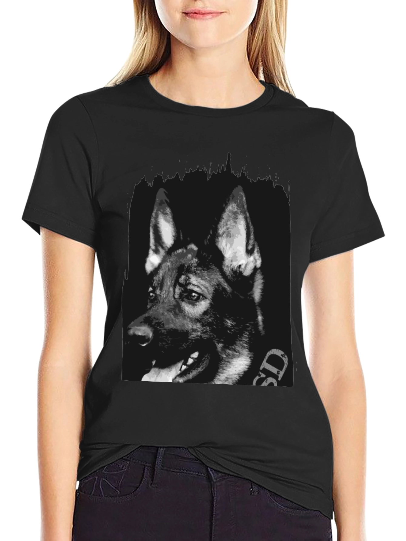 German Shepherd Dog Graphic Print T-Shirt