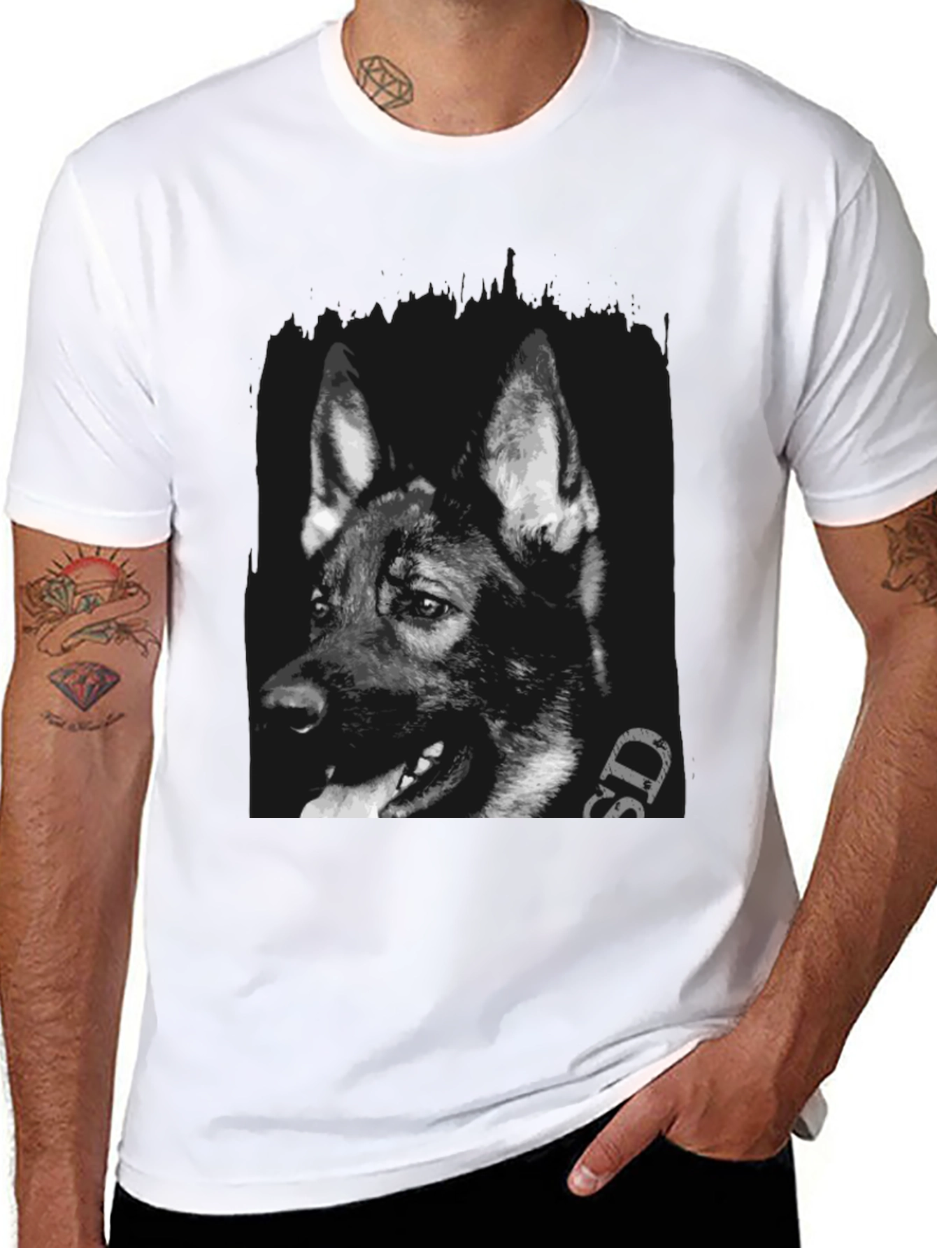 German Shepherd Dog Graphic Print T-Shirt