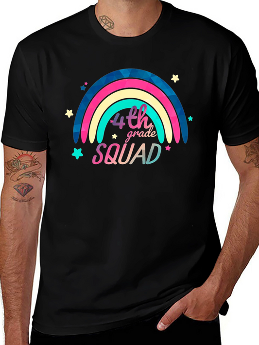 4th Grade Squad Rainbow Graphic Tee - Black