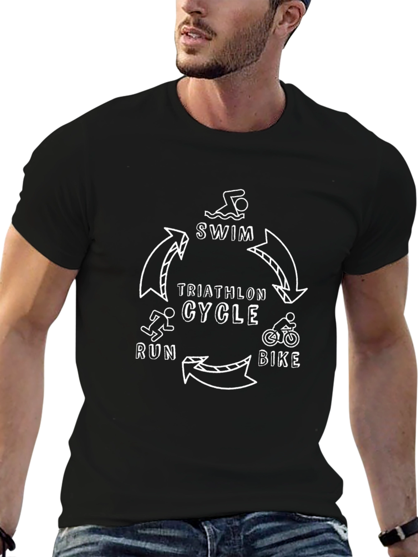 Triathlon Cycle Graphic T-Shirt - Swim Bike Run