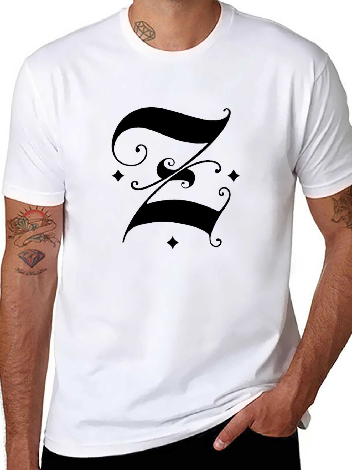 Elegant Initial Z Graphic T-Shirt - Classic Black Tee