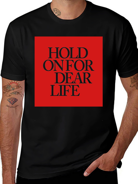 Hold On For Dear Life Graphic Tee - Black