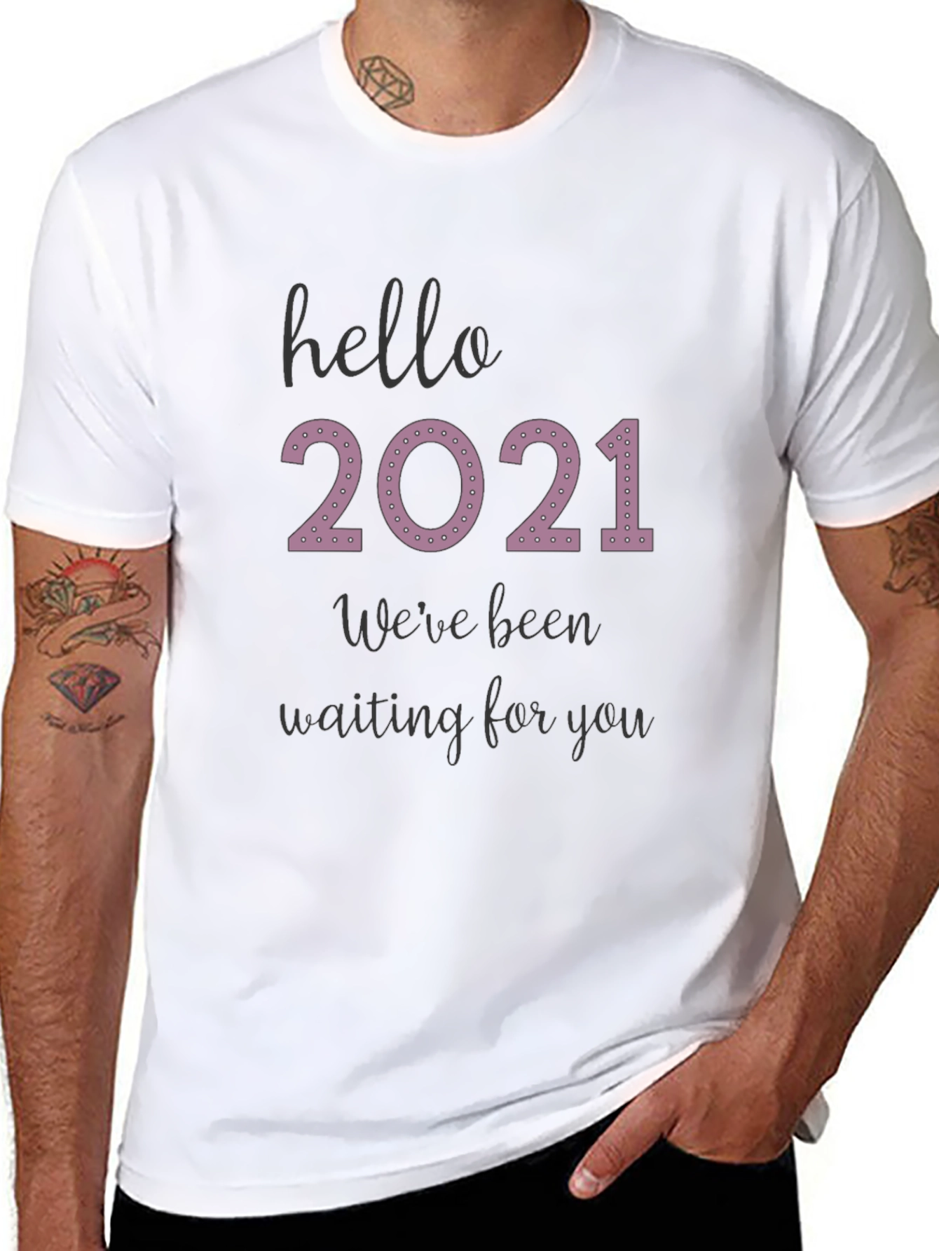 Hello 2021 Tee - Comfy Black Graphic T-Shirt