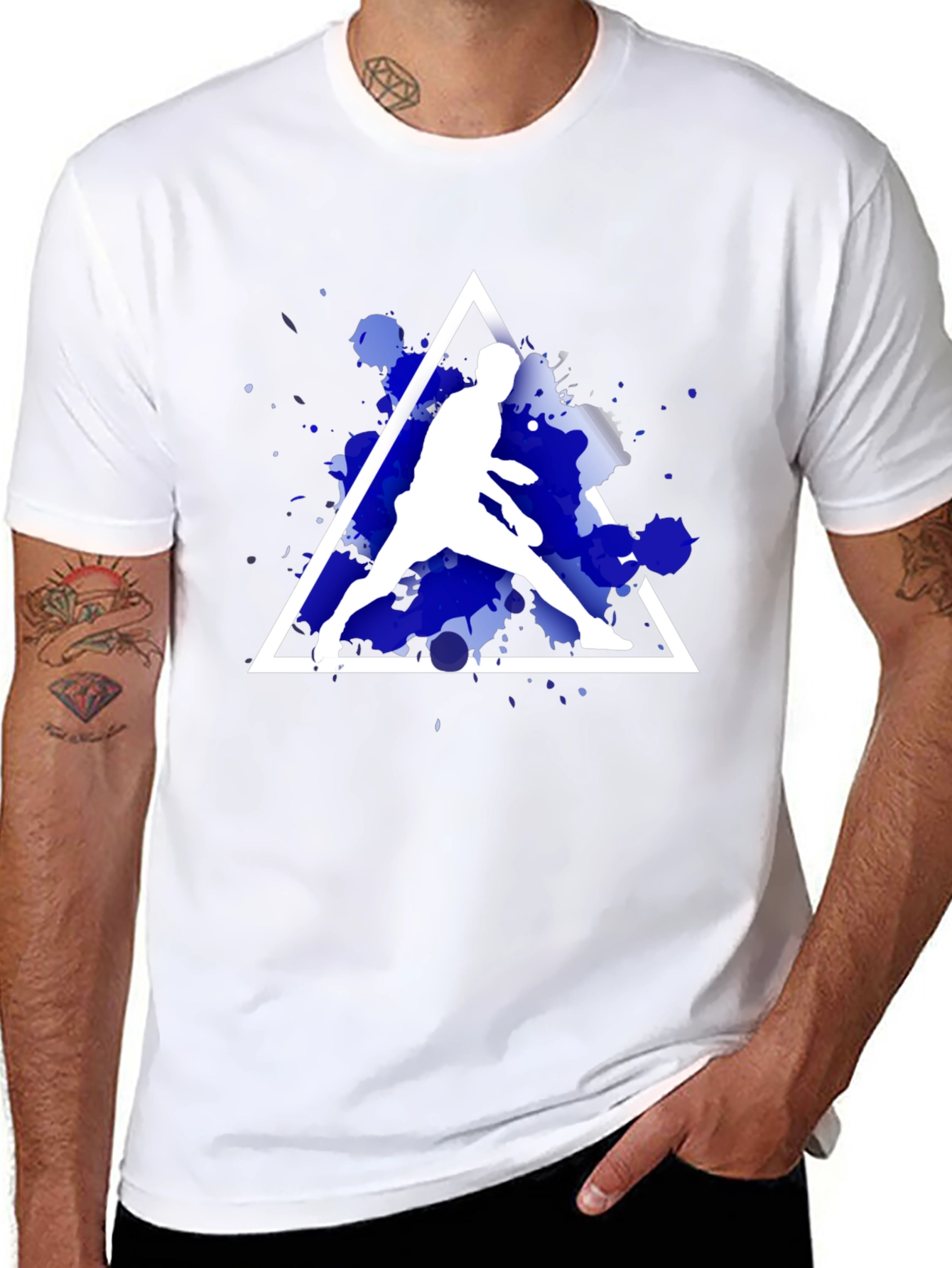Abstract Sportsman Graphic Tee - Stylish Casual Wear