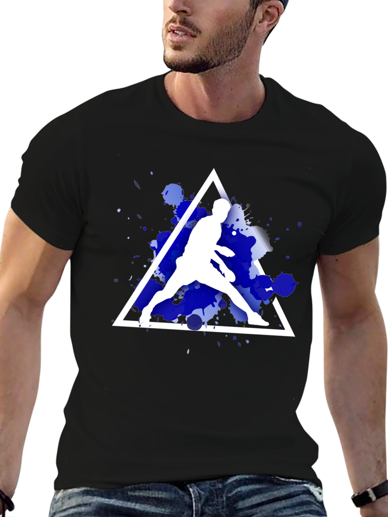 Abstract Sportsman Graphic Tee - Stylish Casual Wear