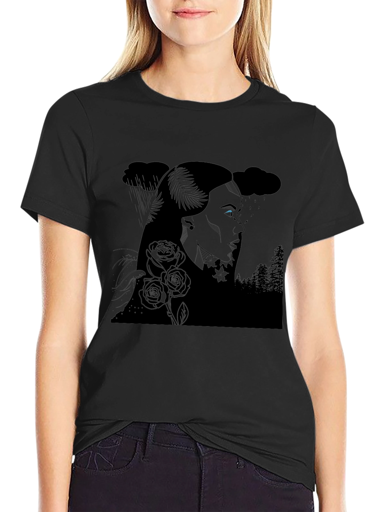Ethereal Woman Graphic Tee - Black