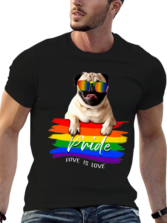 Pride Pug T-Shirt - Love is Love LGBTQ+ Tee