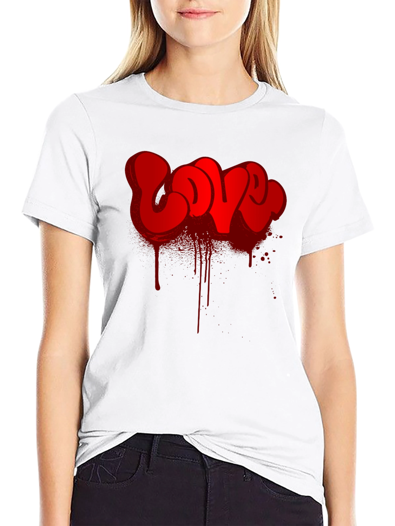 Red LOVE Graffiti Graphic T-Shirt