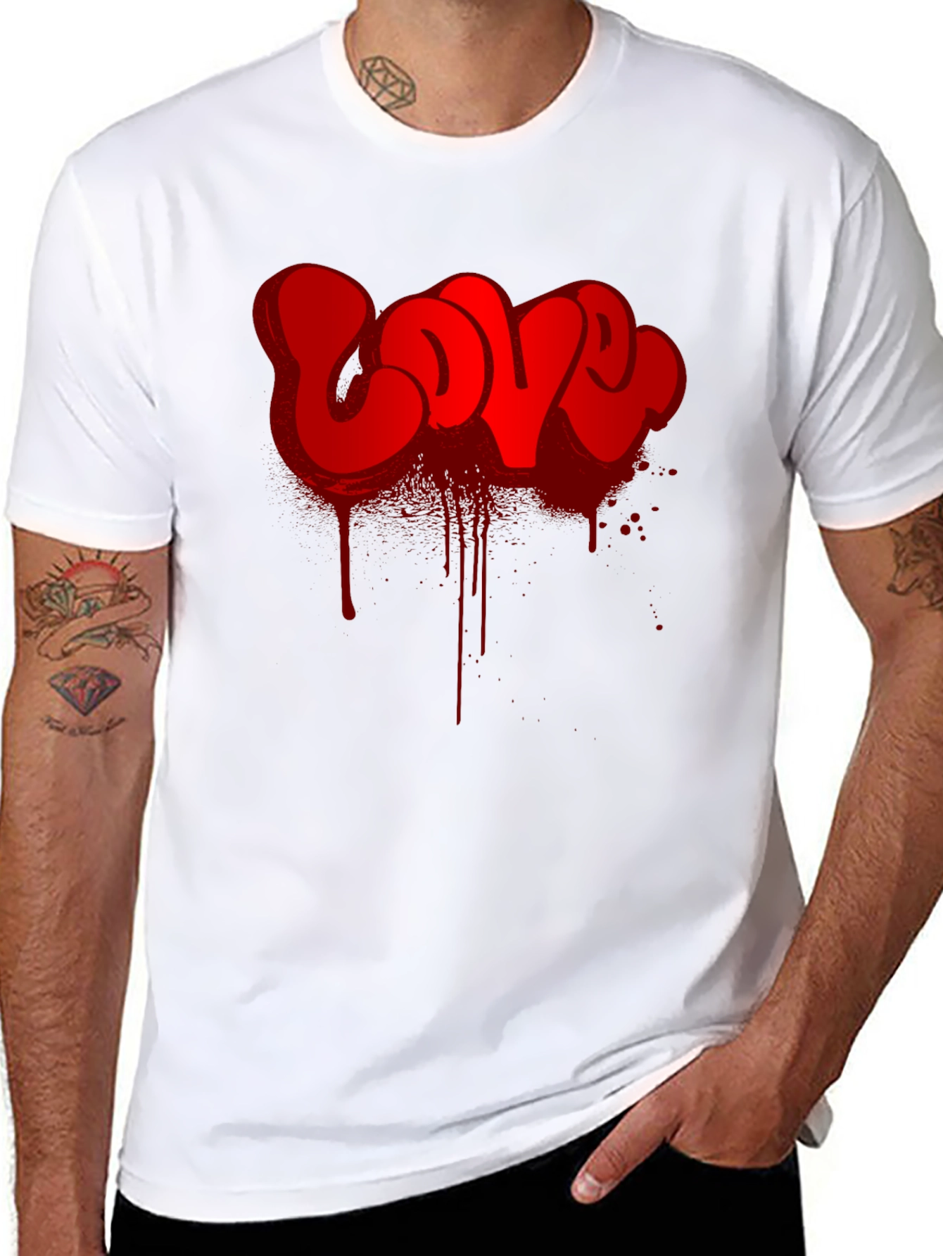 Red LOVE Graffiti Graphic T-Shirt