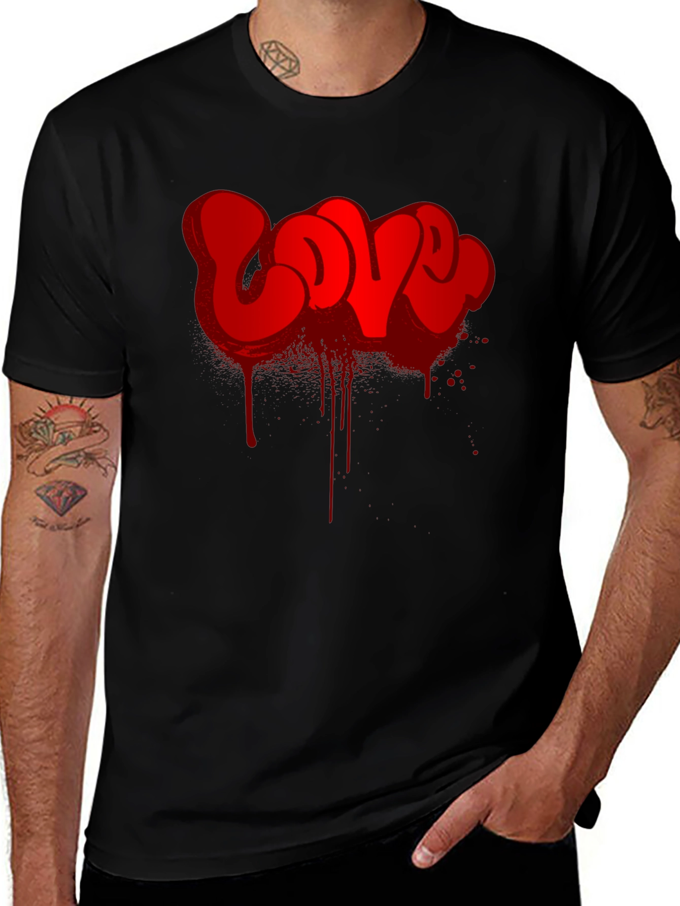 Red LOVE Graffiti Graphic T-Shirt