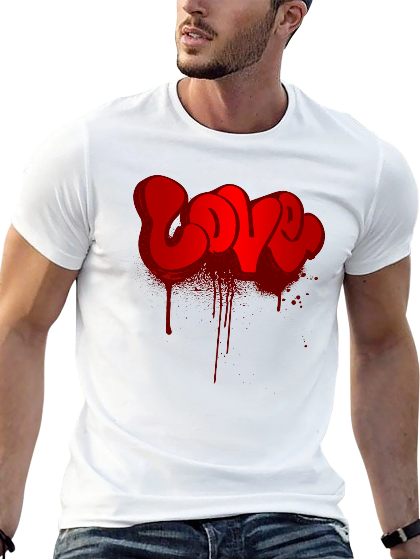 Red LOVE Graffiti Graphic T-Shirt