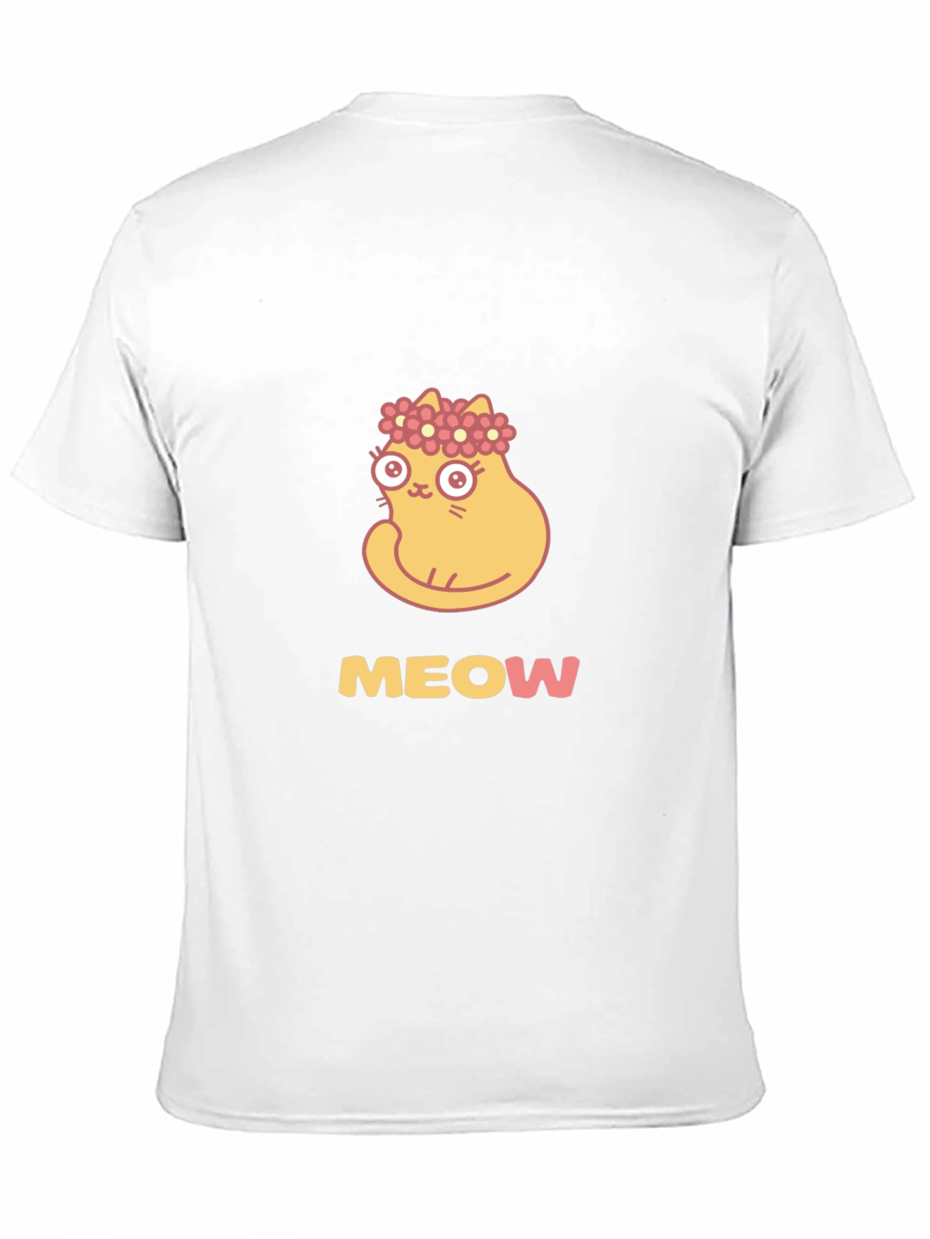 Cute Cat Flower Crown Black T-Shirt
