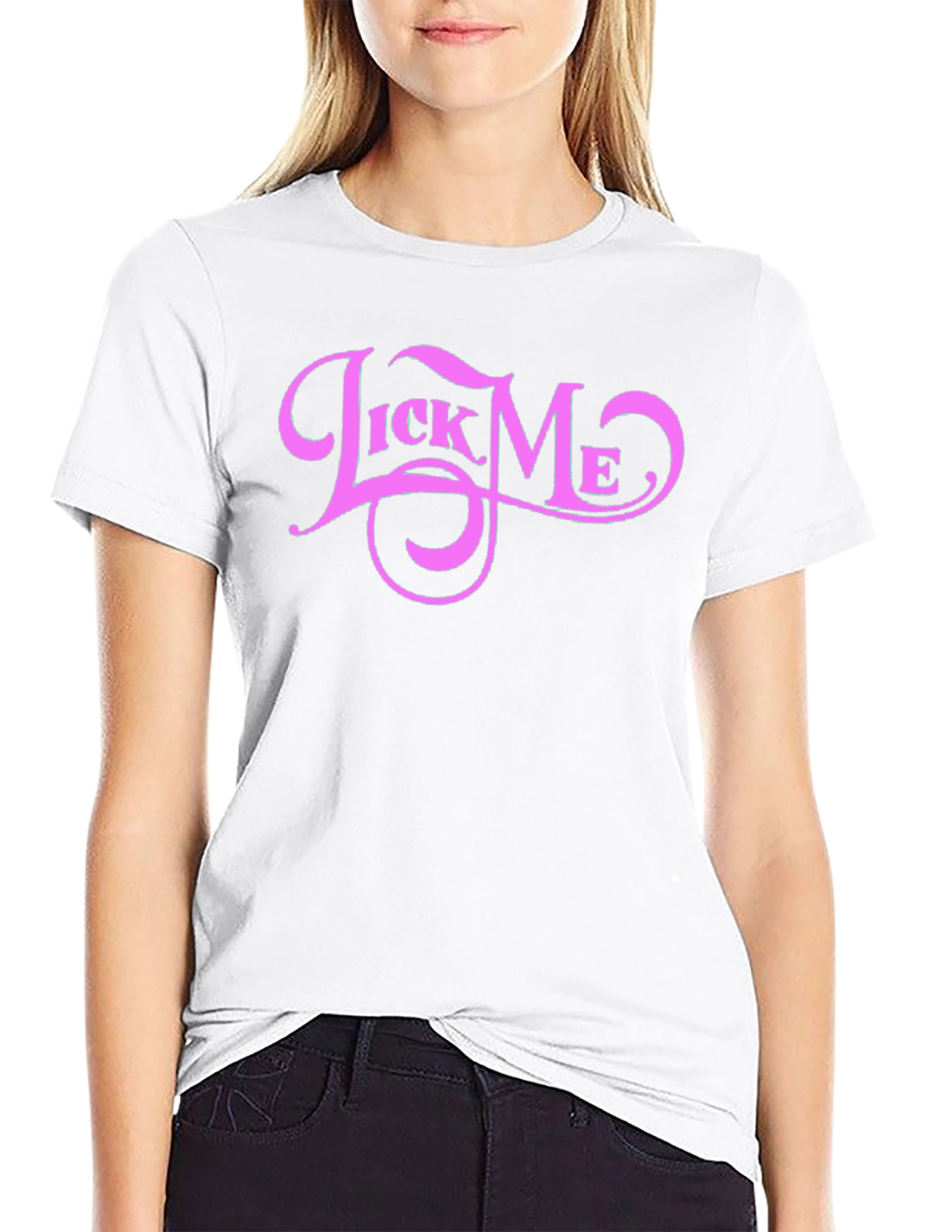 Lick Me Pink Graphic Black Tee Shirt