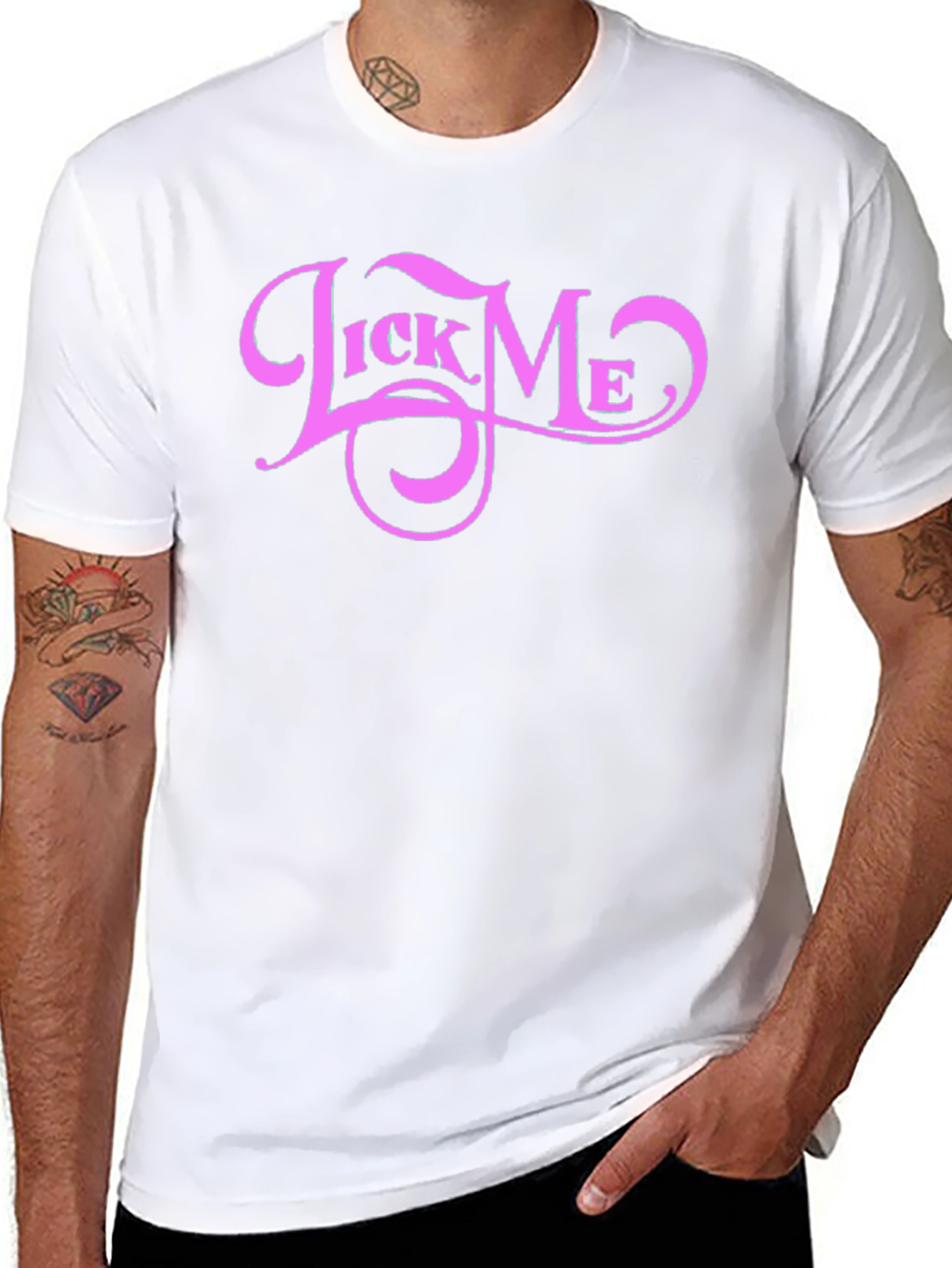 Lick Me Pink Graphic Black Tee Shirt