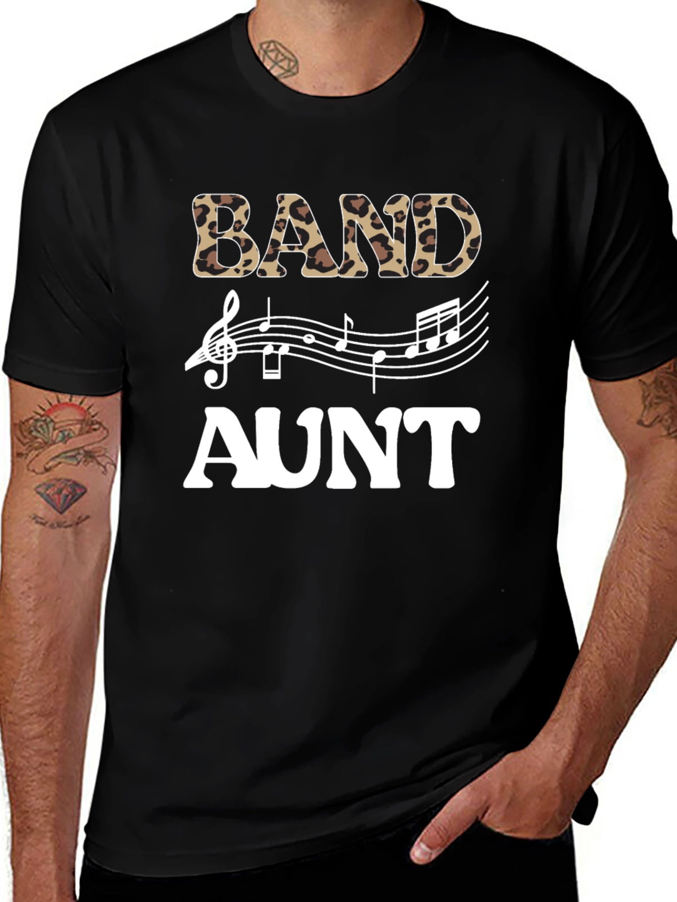 Band Aunt Leopard Print Music T-Shirt