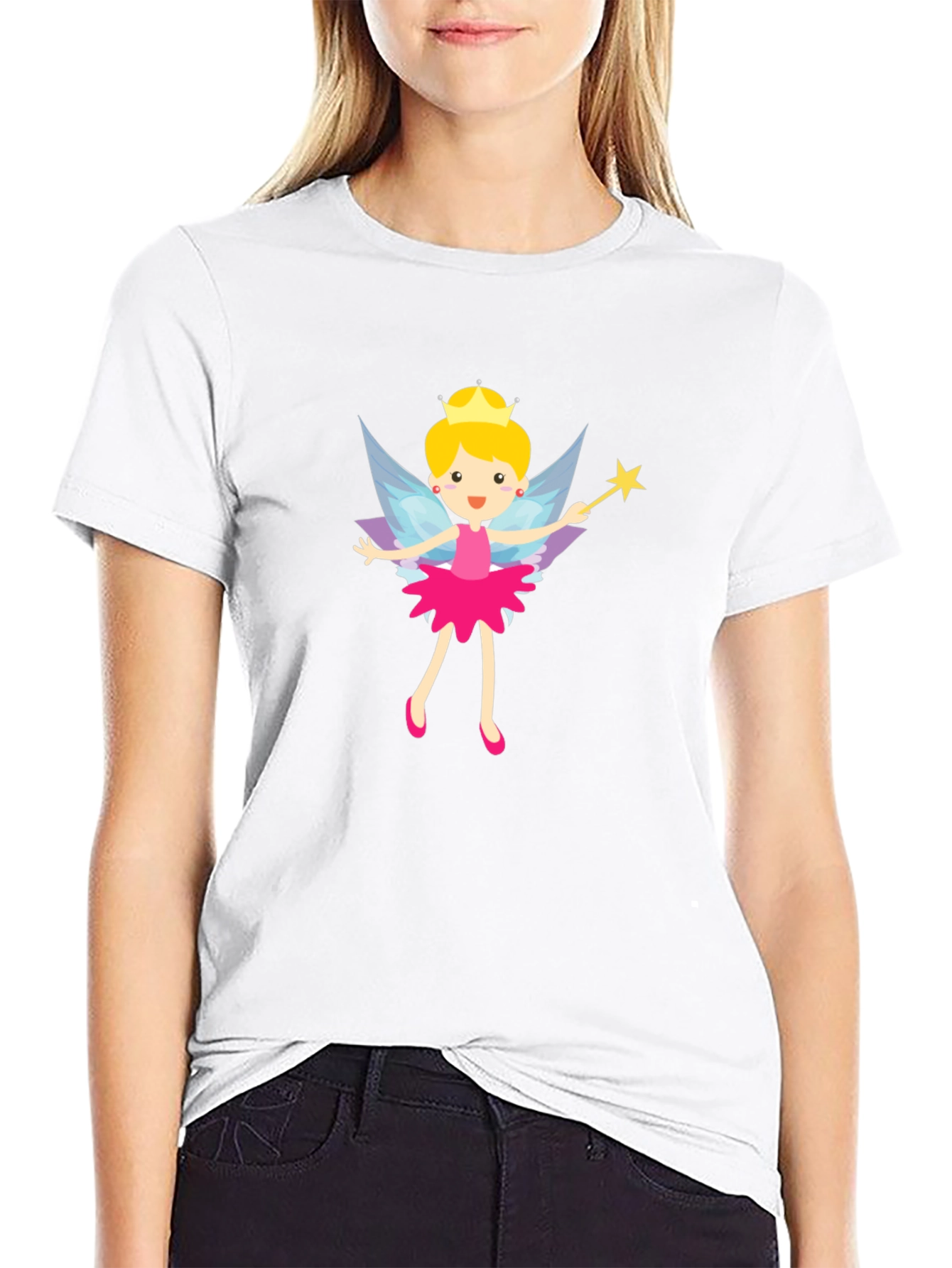 Fairy Princess Graphic Tee - Black Cotton T-Shirt