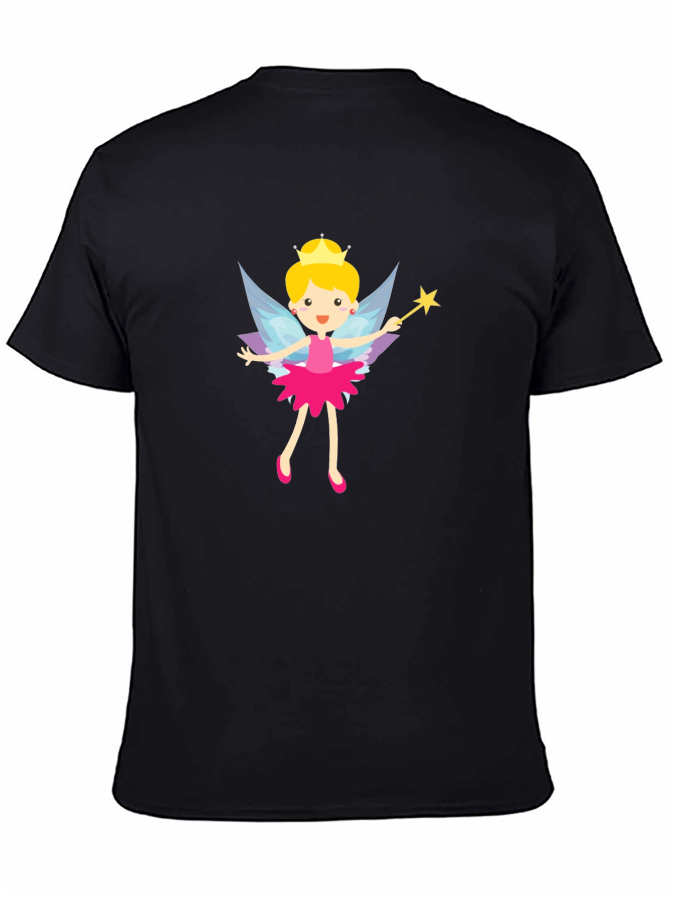 Fairy Princess Graphic Tee - Black Cotton T-Shirt