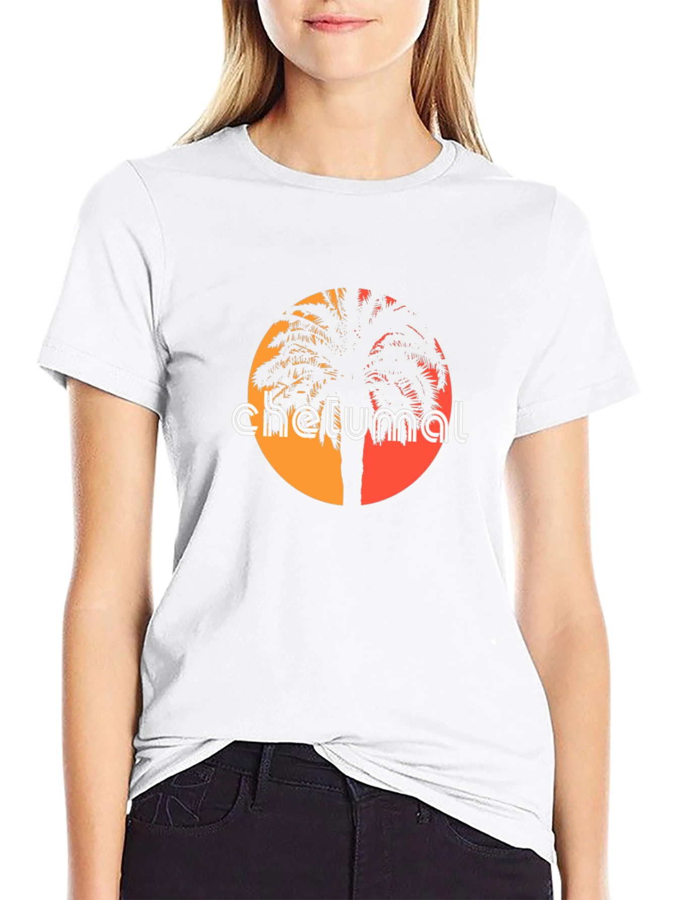 Chelumal Palm Sunset Black T-Shirt