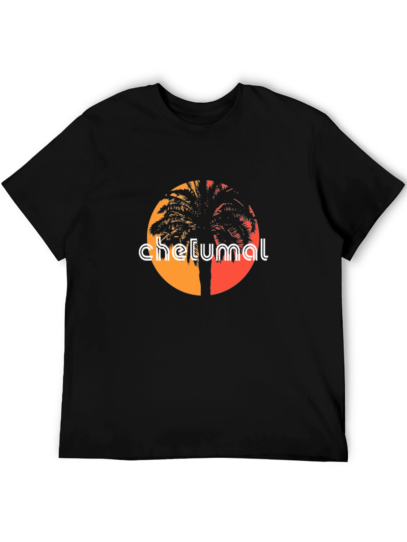 Chelumal Palm Sunset Black T-Shirt