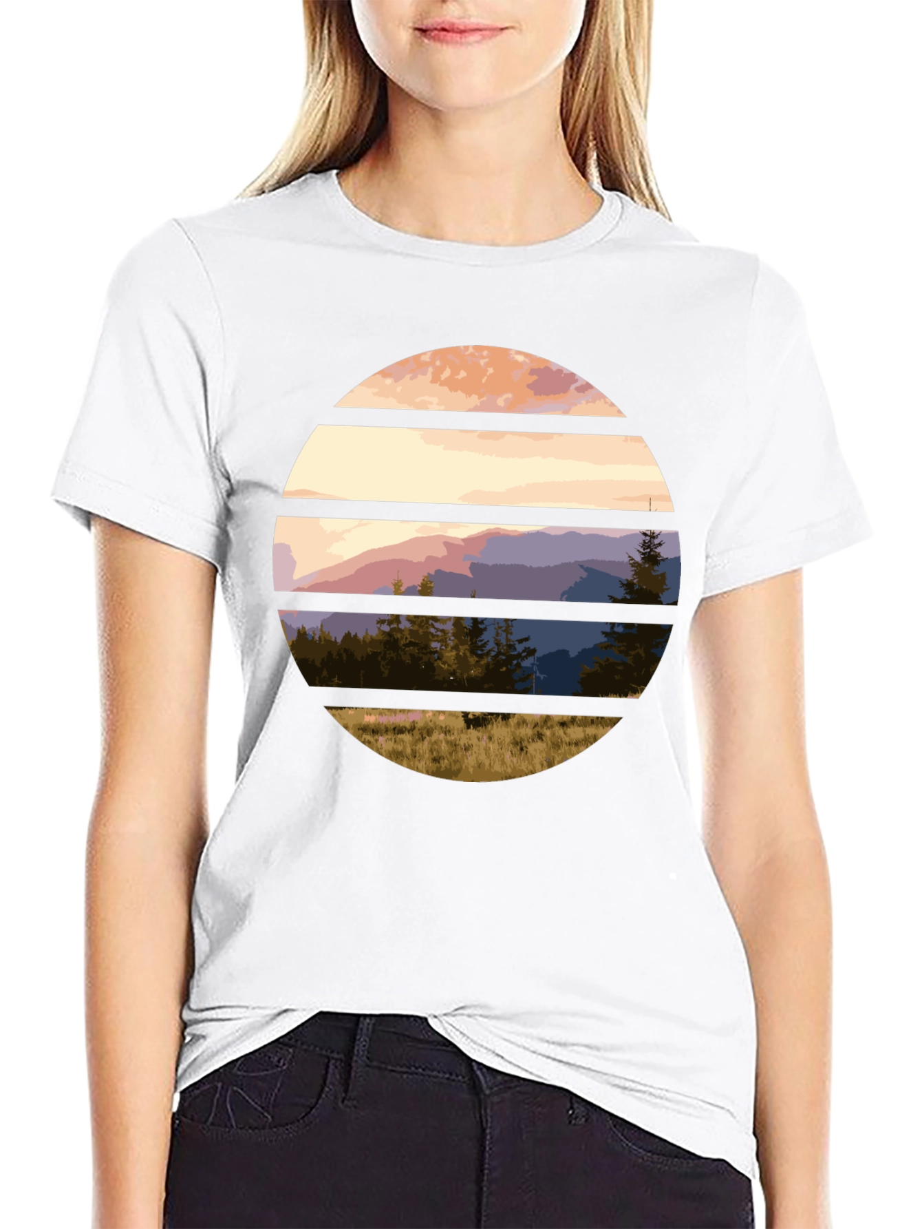 Scenic Mountain Sunset Graphic Tee