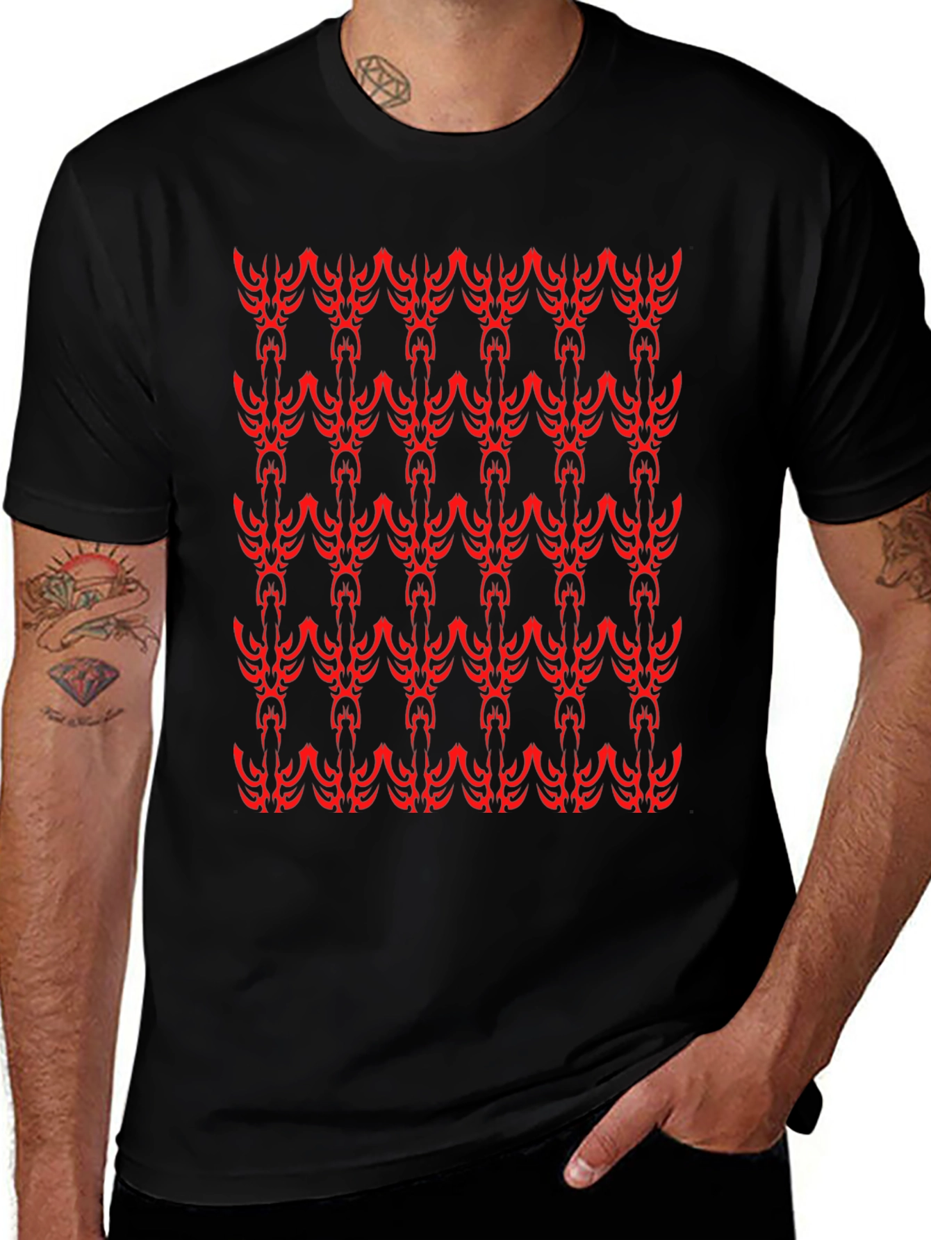 Bold Pattern Black T-Shirt