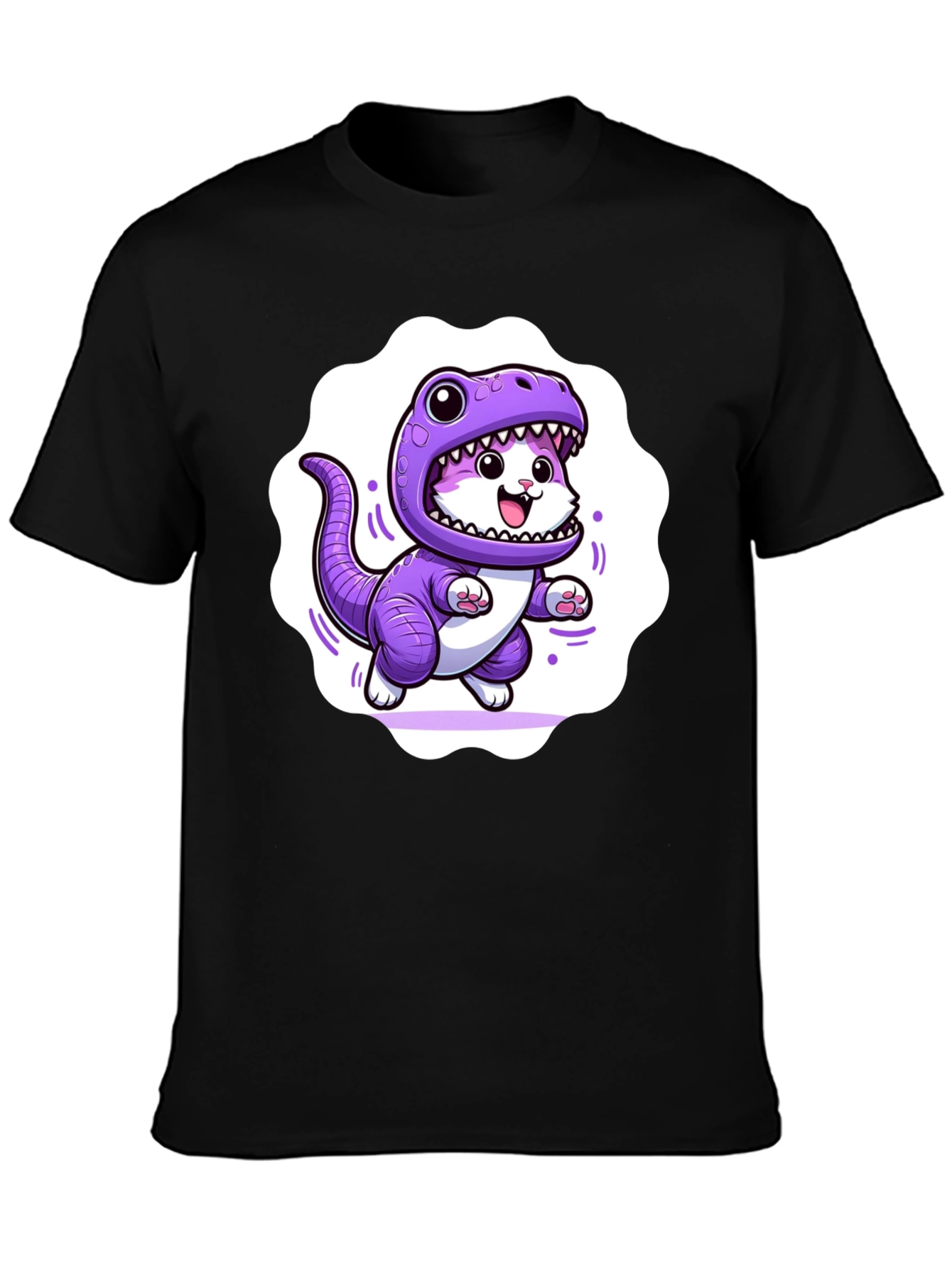 Cute Cat in Dino Costume Graphic T-Shirt