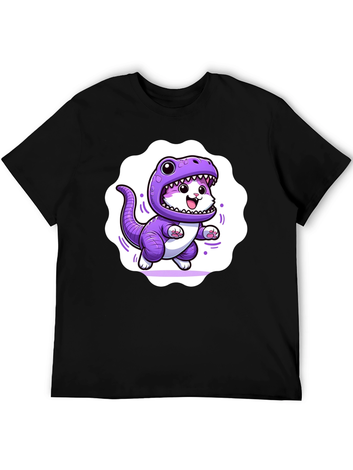 Cute Cat in Dino Costume Graphic T-Shirt