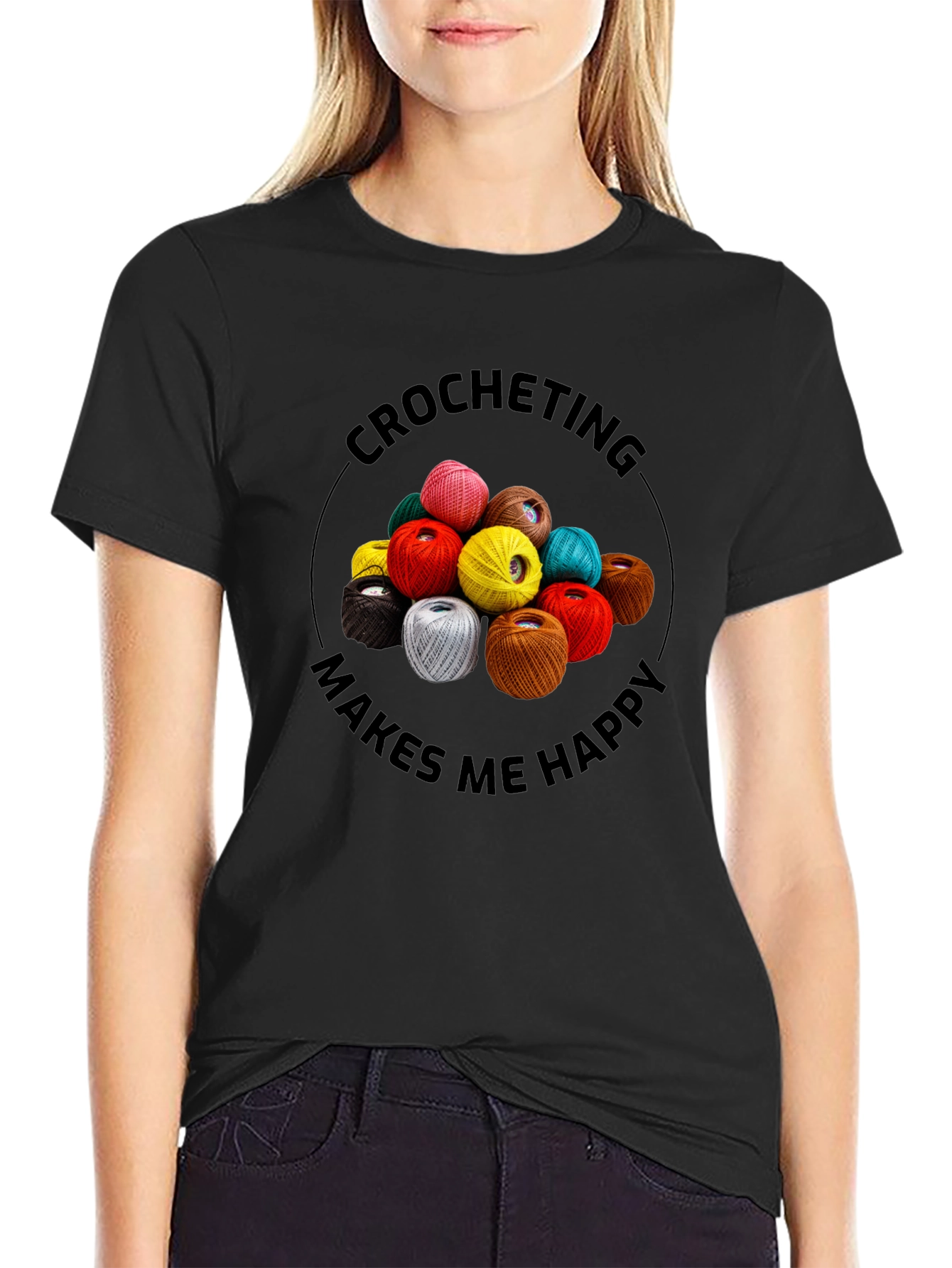 Crocheting Makes Me Happy Graphic Tee