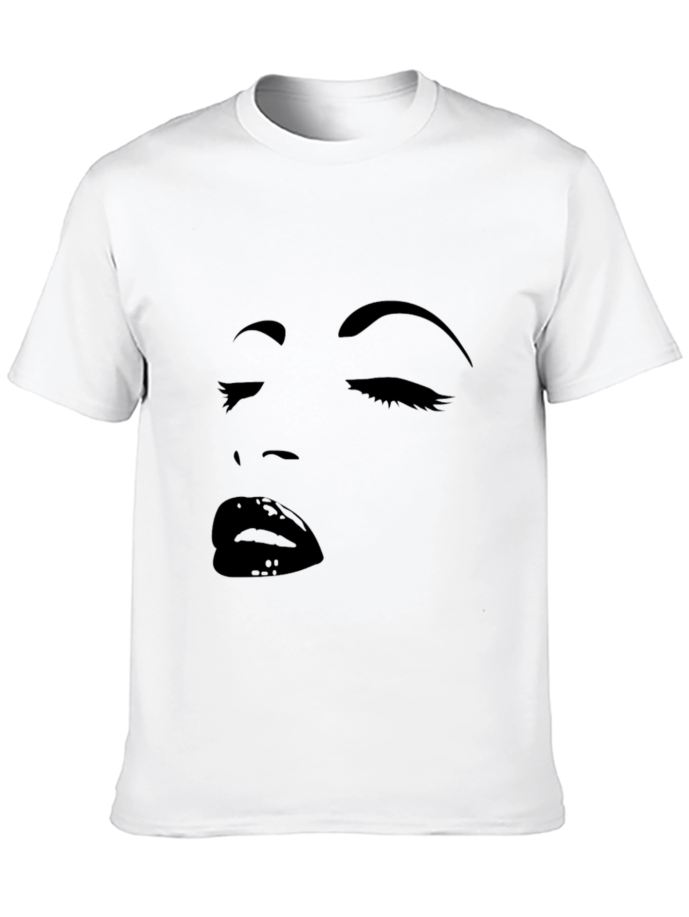 Black Graphic Tee with Face Design