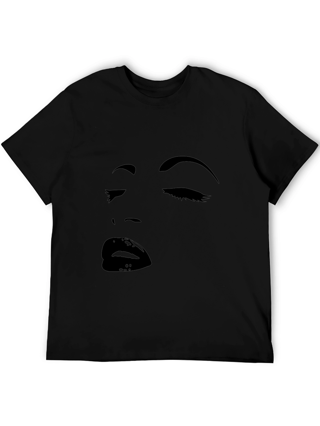 Black Graphic Tee with Face Design
