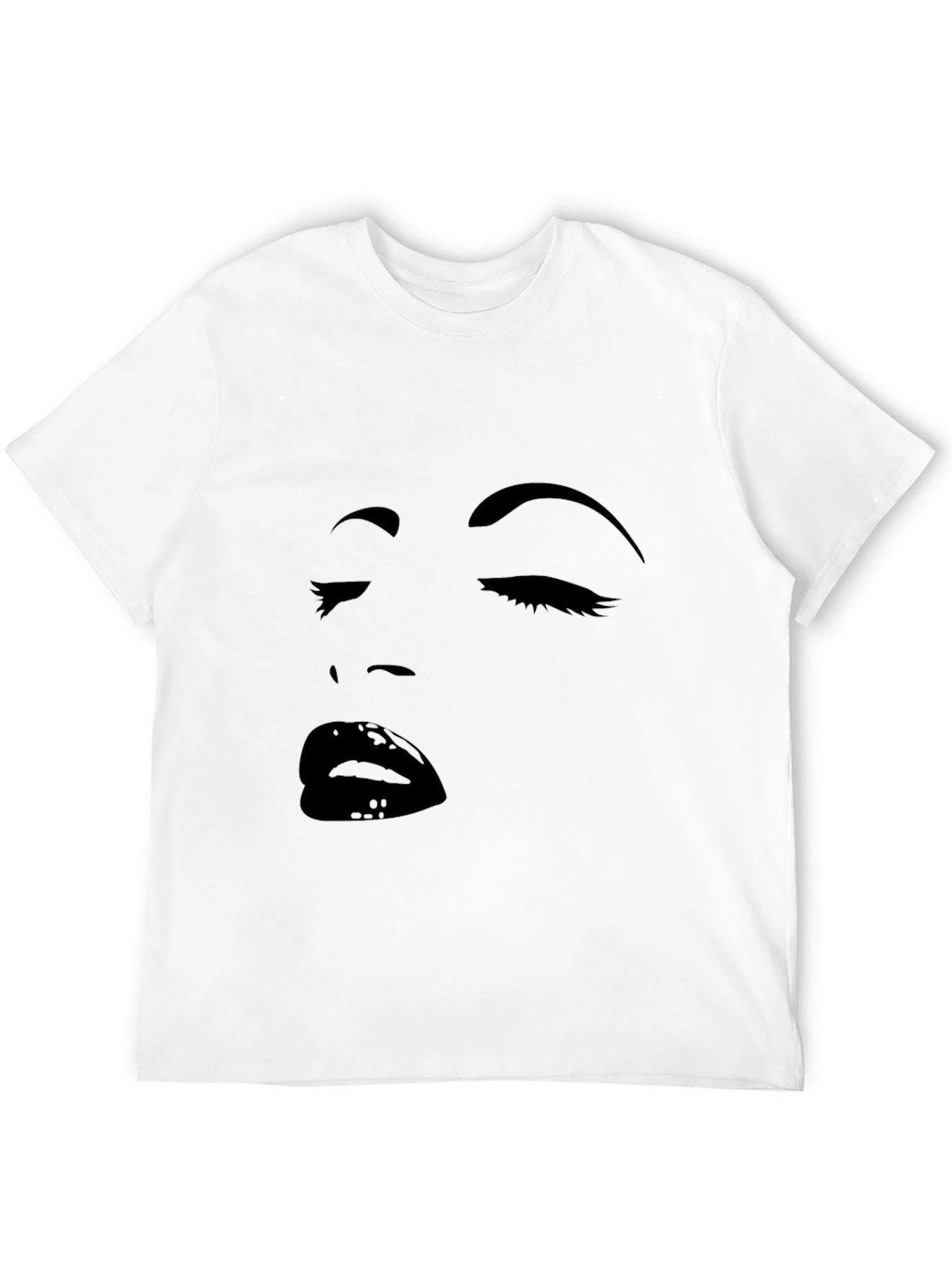 Black Graphic Tee with Face Design