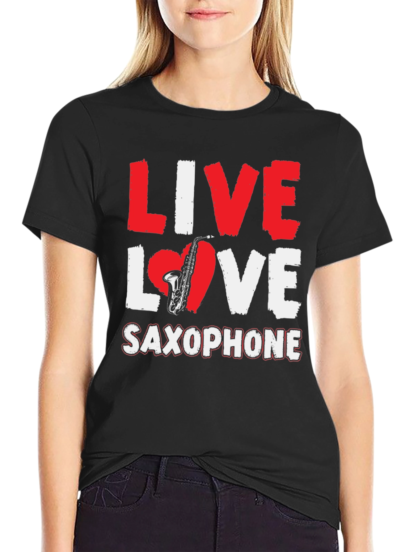 Live Love Saxophone Graphic T-Shirt