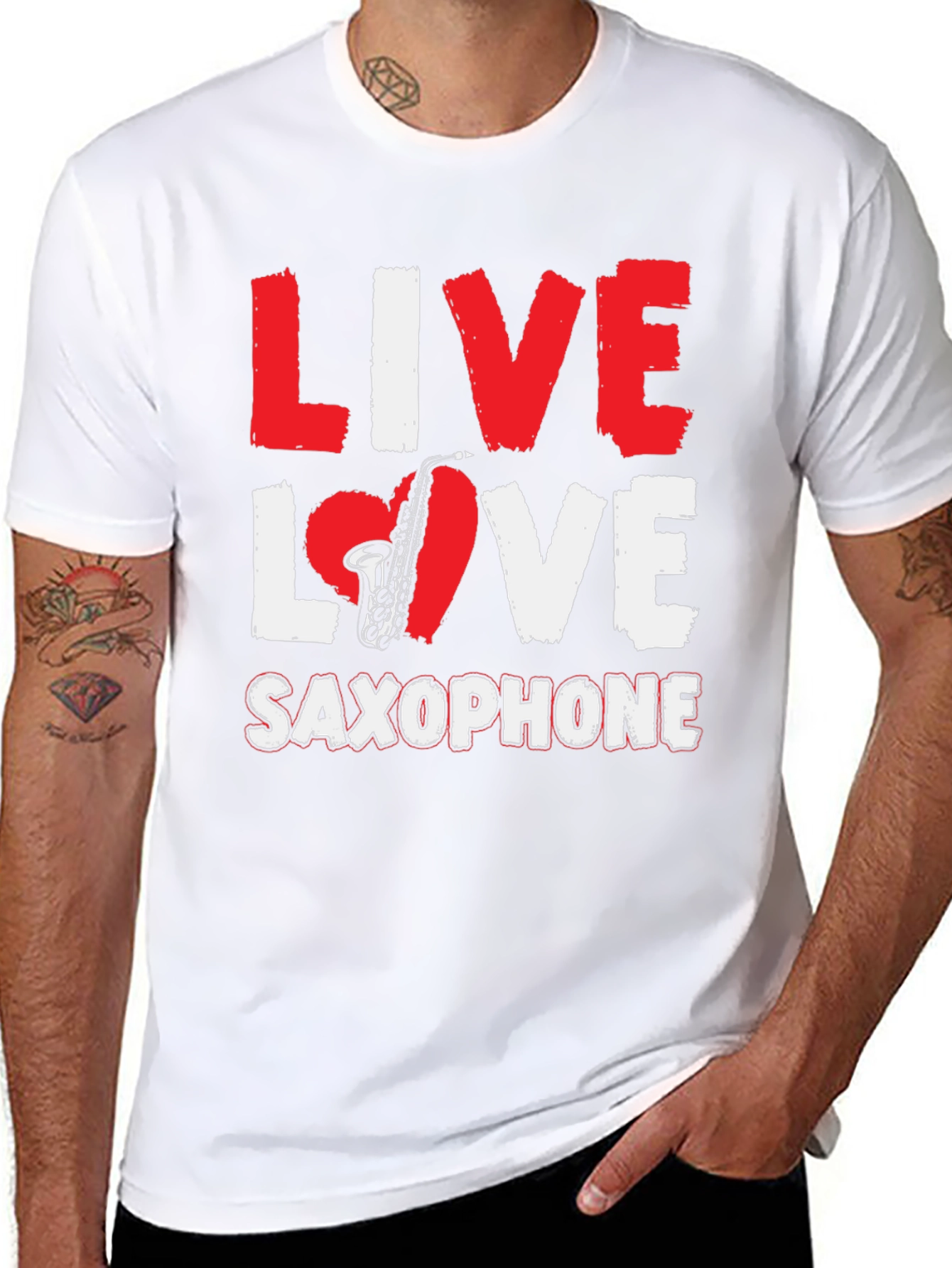 Live Love Saxophone Graphic T-Shirt