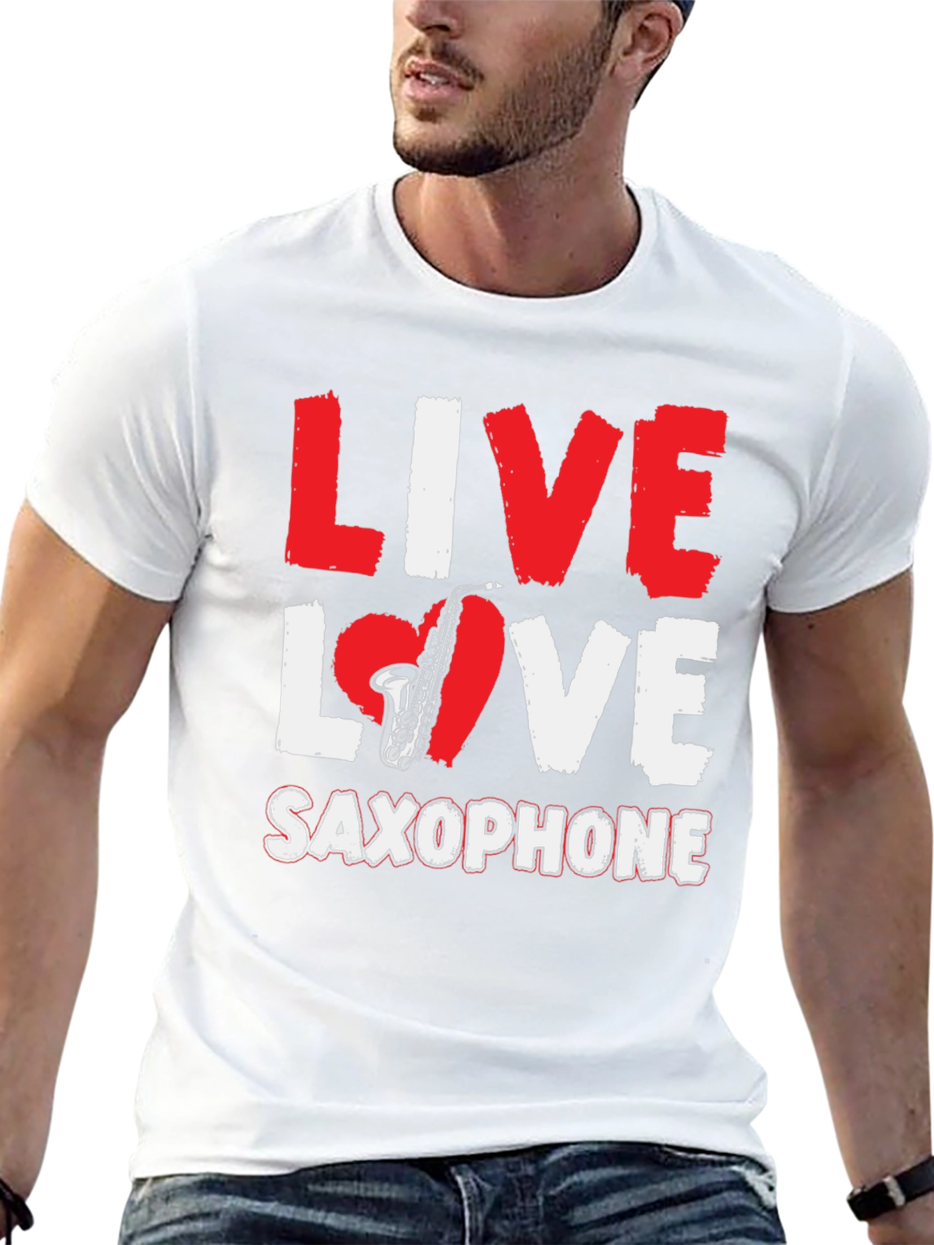 Live Love Saxophone Graphic T-Shirt