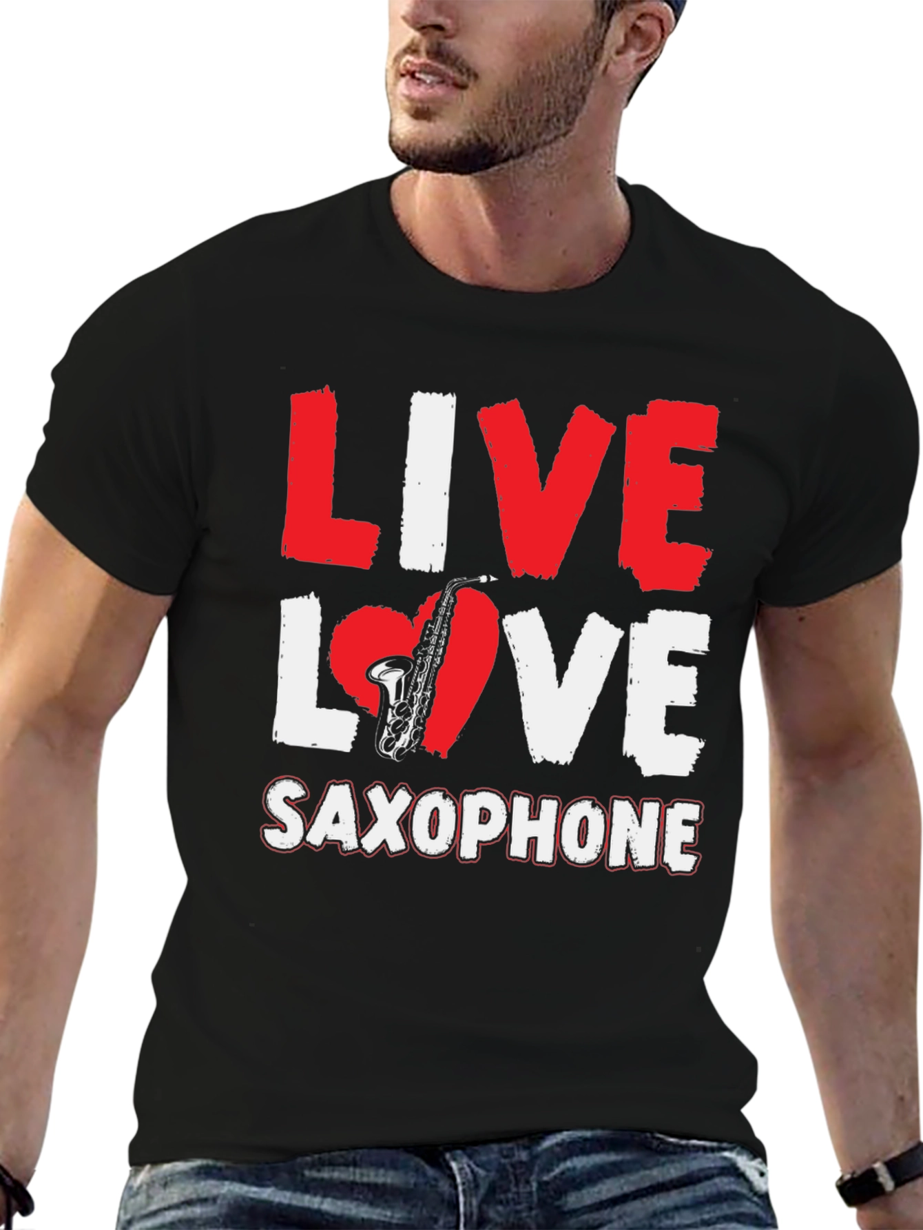 Live Love Saxophone Graphic T-Shirt
