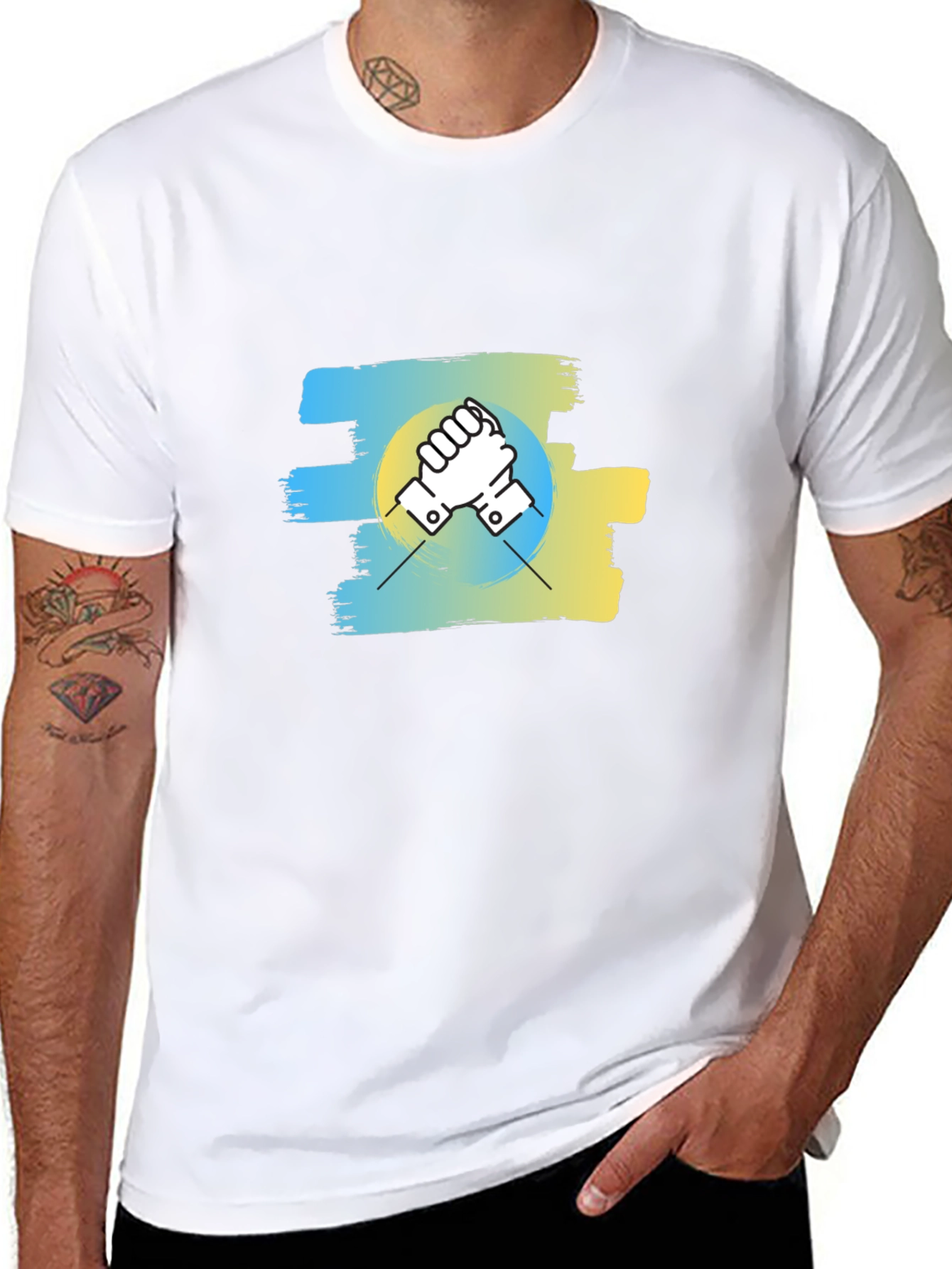 Ukraine Flag Handshake Graphic T-Shirt