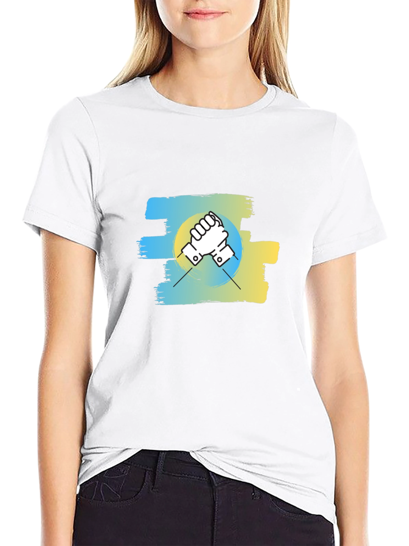 Ukraine Flag Handshake Graphic T-Shirt