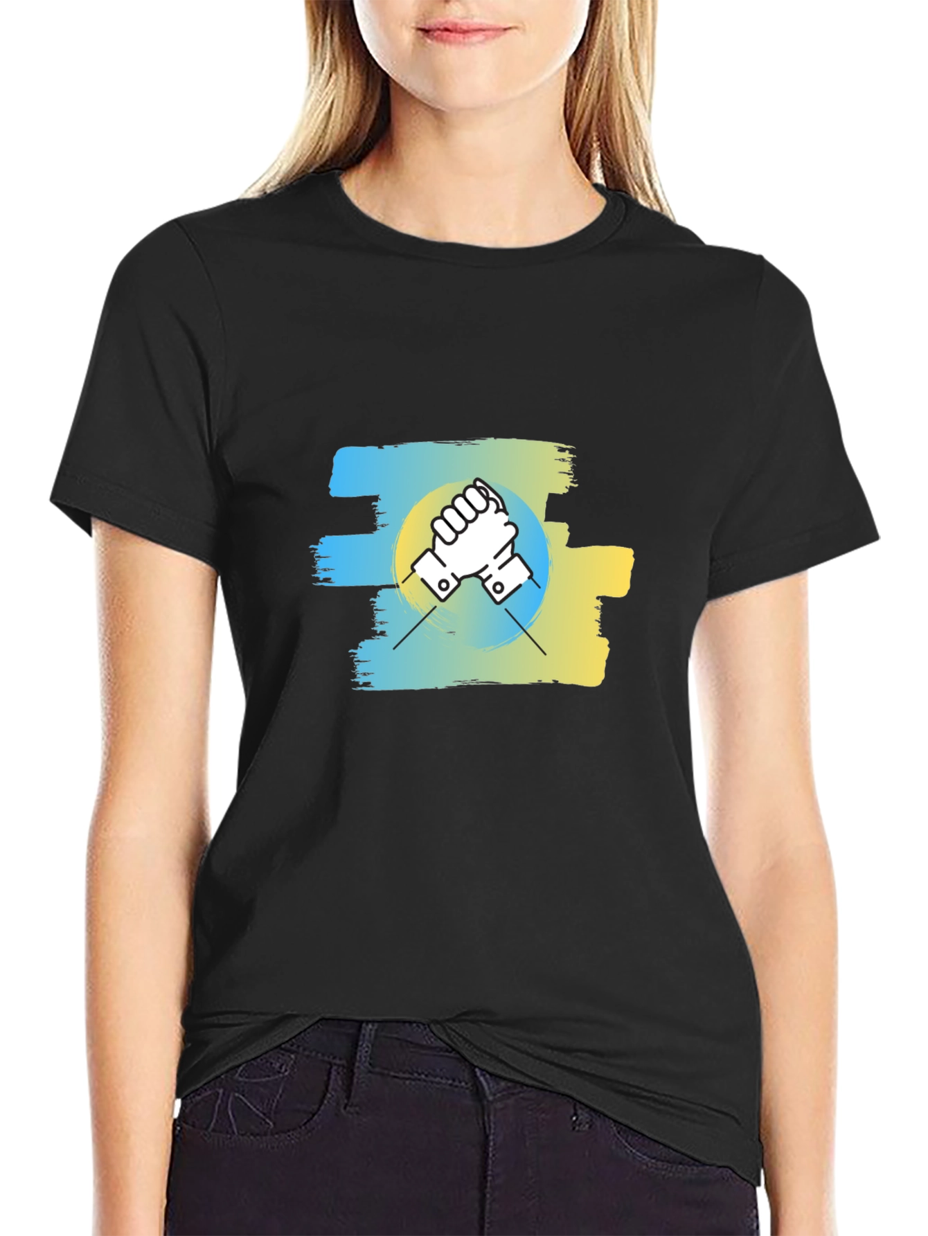Ukraine Flag Handshake Graphic T-Shirt
