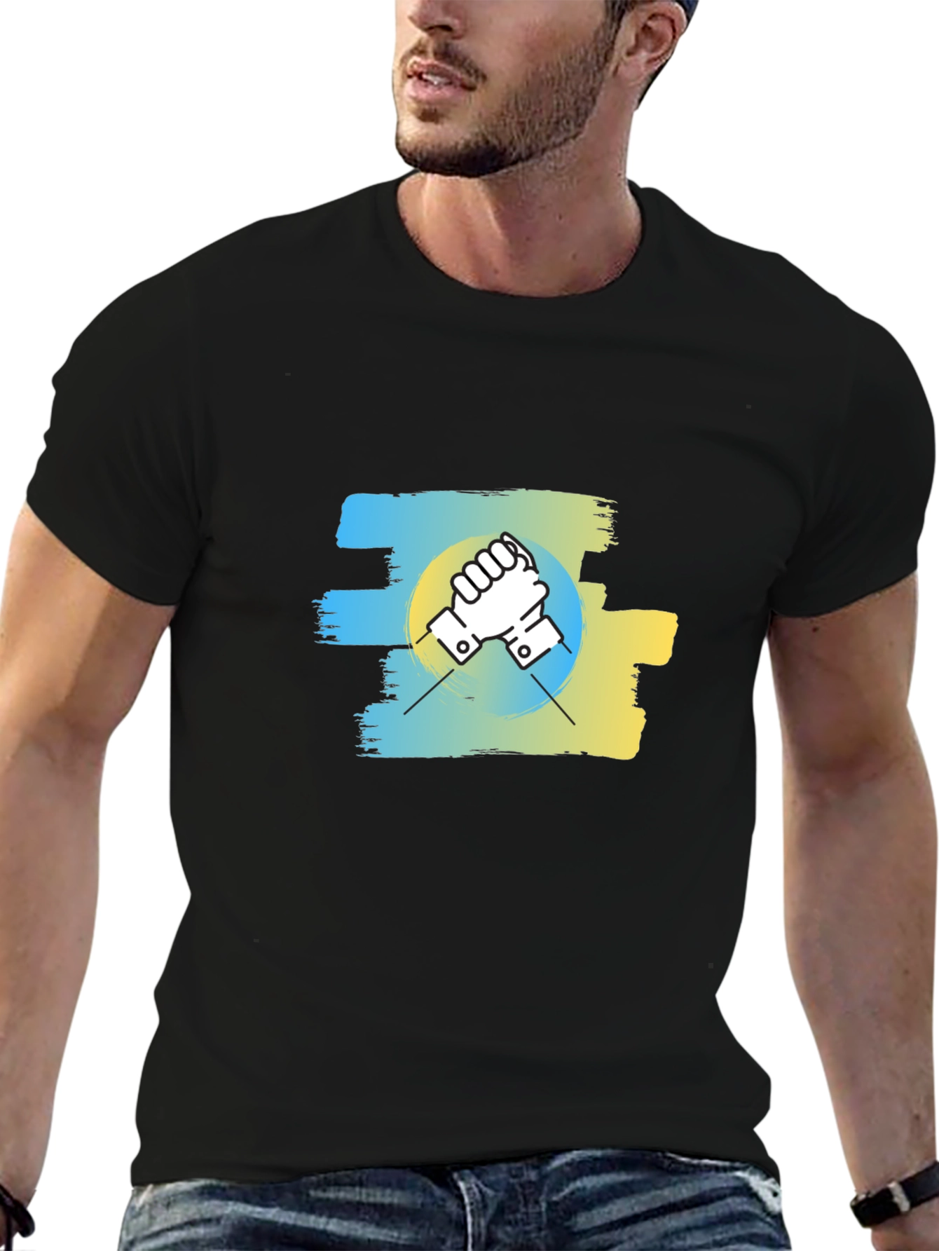 Ukraine Flag Handshake Graphic T-Shirt