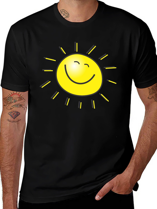 Happy Sun Graphic Tee - Black Cotton Blend