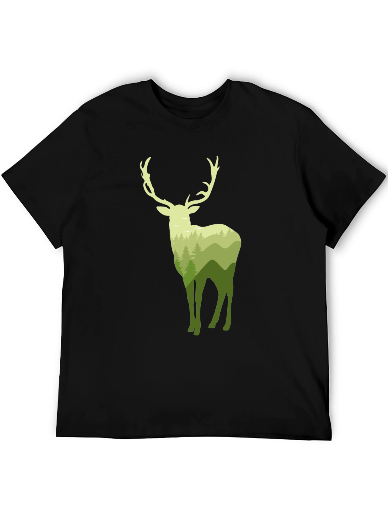 Nature Deer Graphic Black T-Shirt