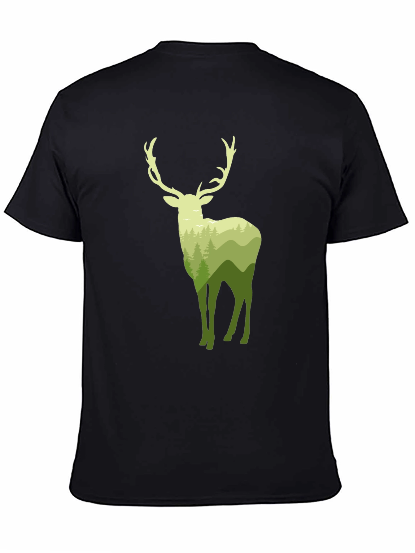 Nature Deer Graphic Black T-Shirt